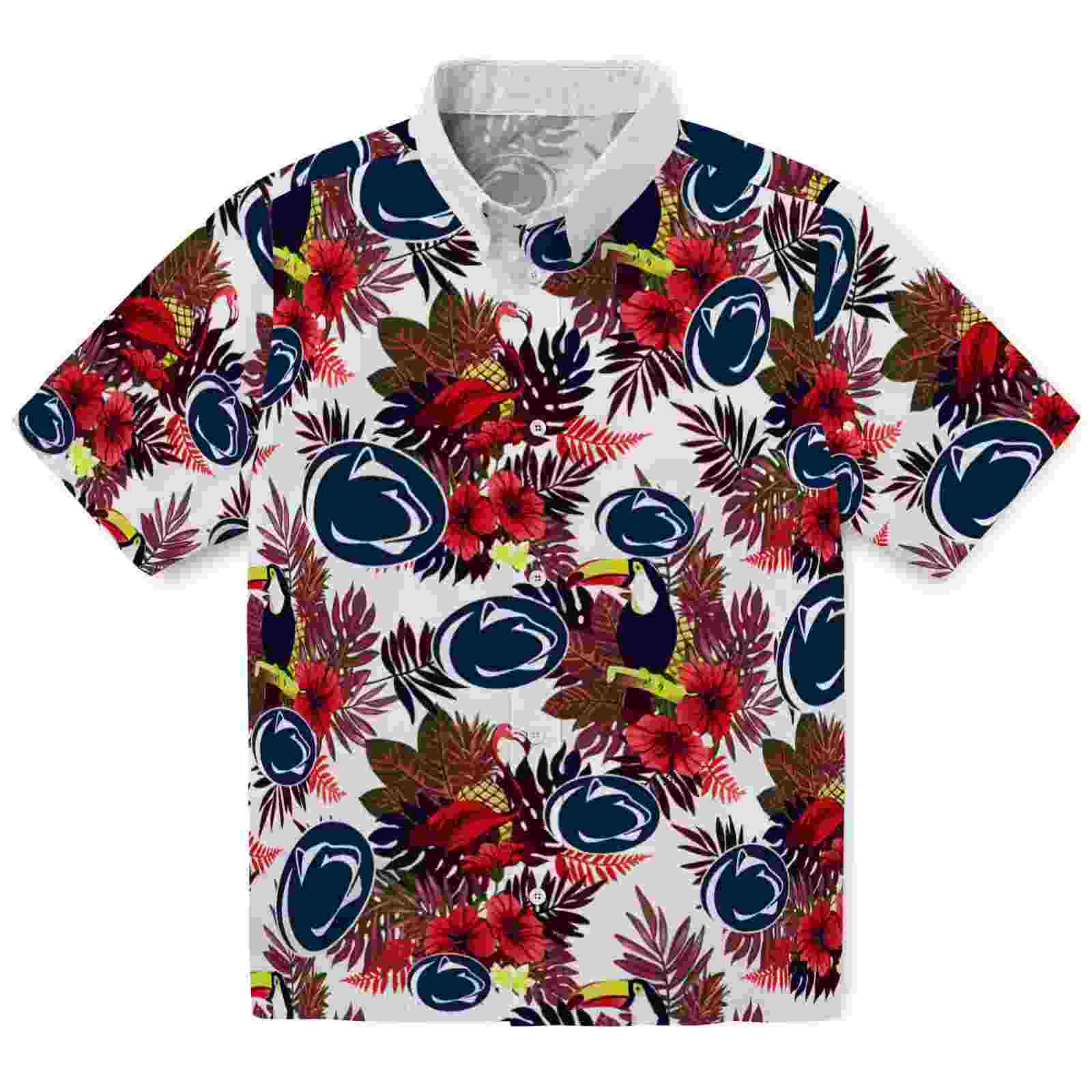 Penn State Nittany Lions Floral Toucan Blue Red Hawaiian Shirt