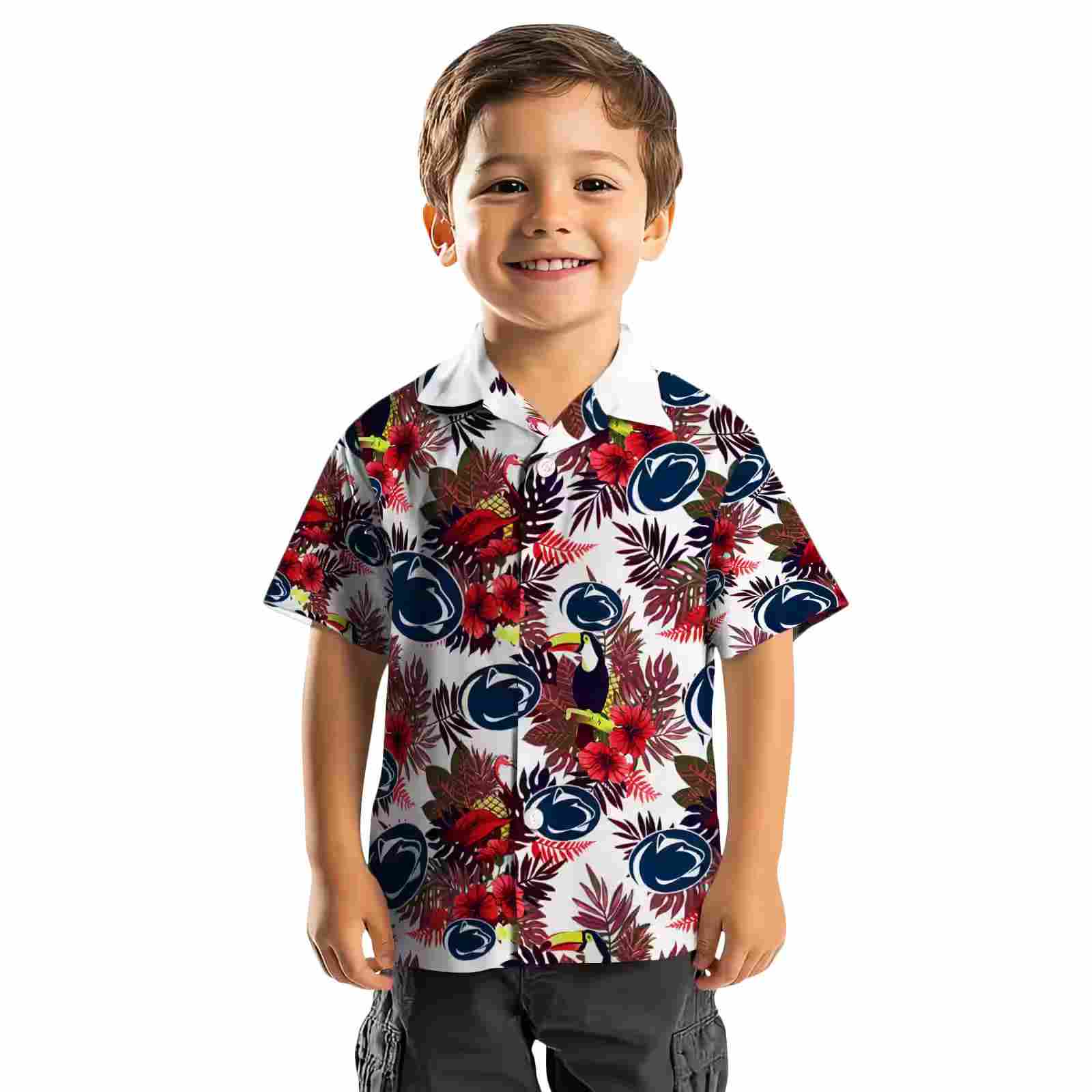 penn state nittany lions floral toucan blue red hawaiian shirt top rated