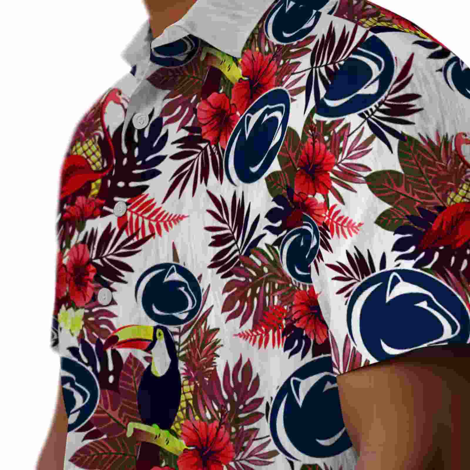 penn state nittany lions floral toucan blue red hawaiian shirt trendy