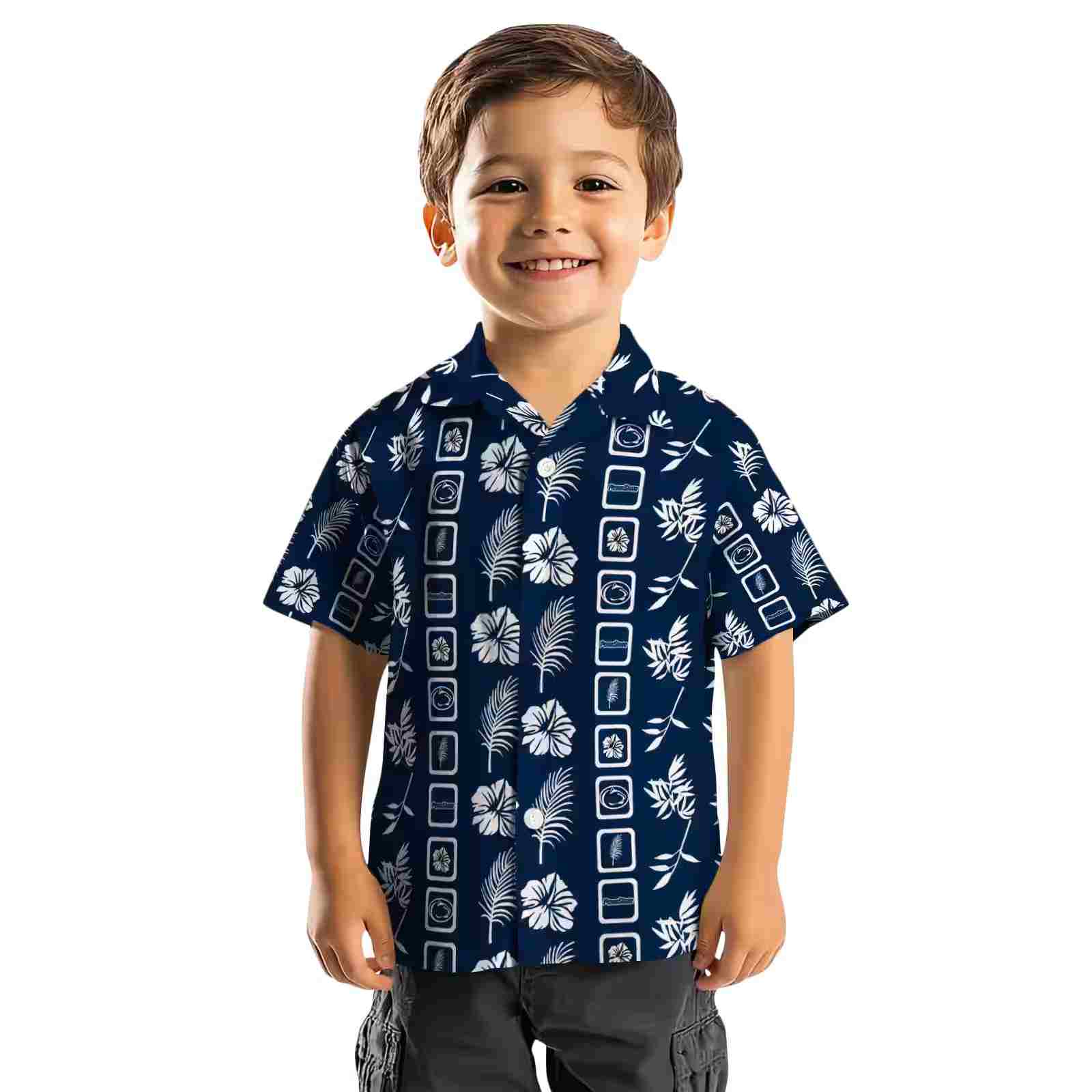 penn state nittany lions framed floral blue hawaiian shirt top rated