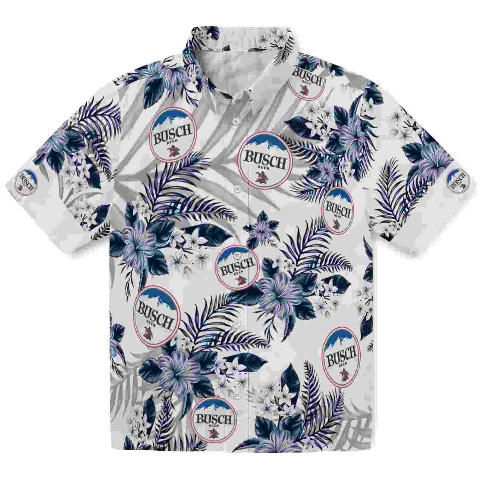 Penn State Nittany Lions Hibiscus Palm Leaves Blue White Hawaiian Shirt