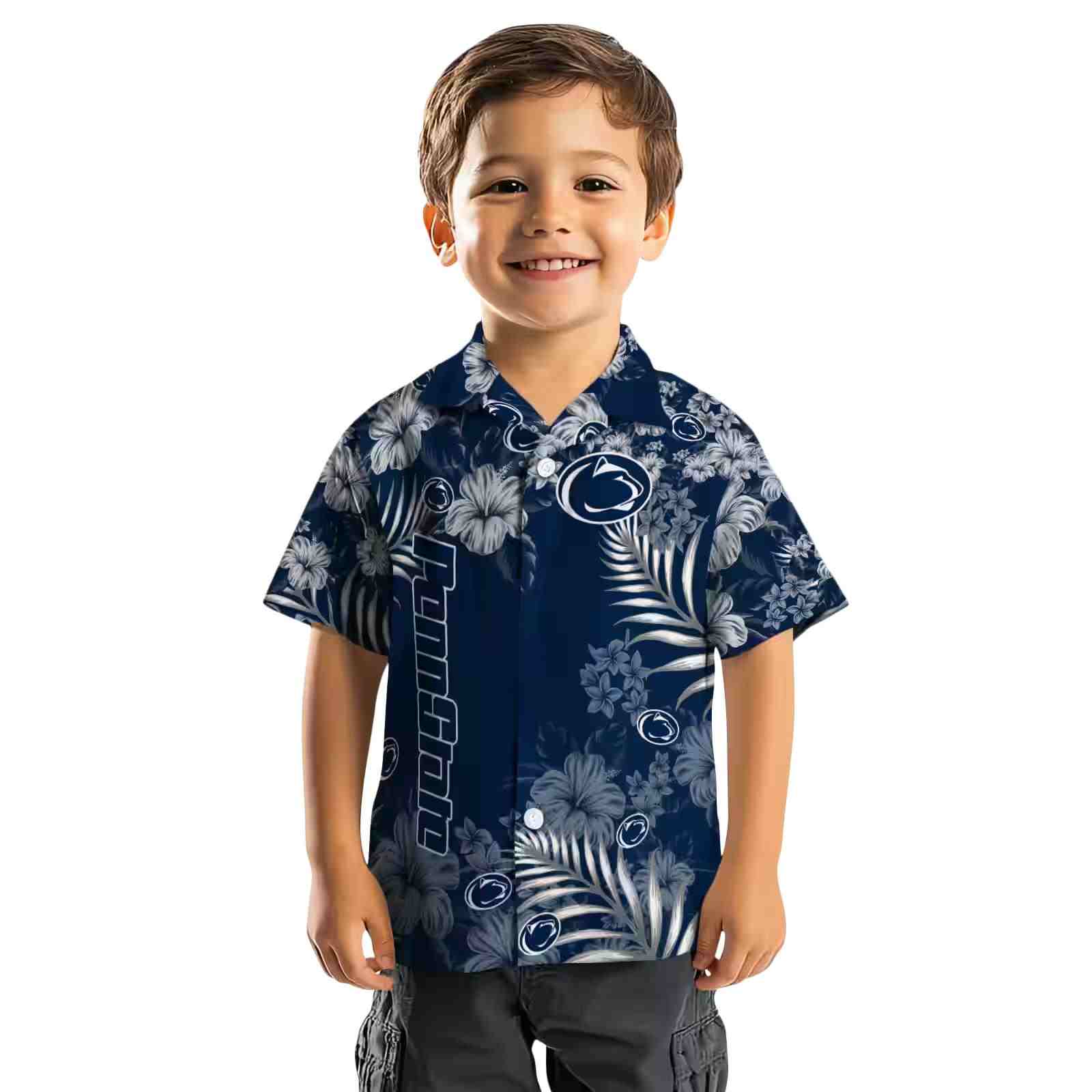 penn state nittany lions hibiscus print blue hawaiian shirt top rated