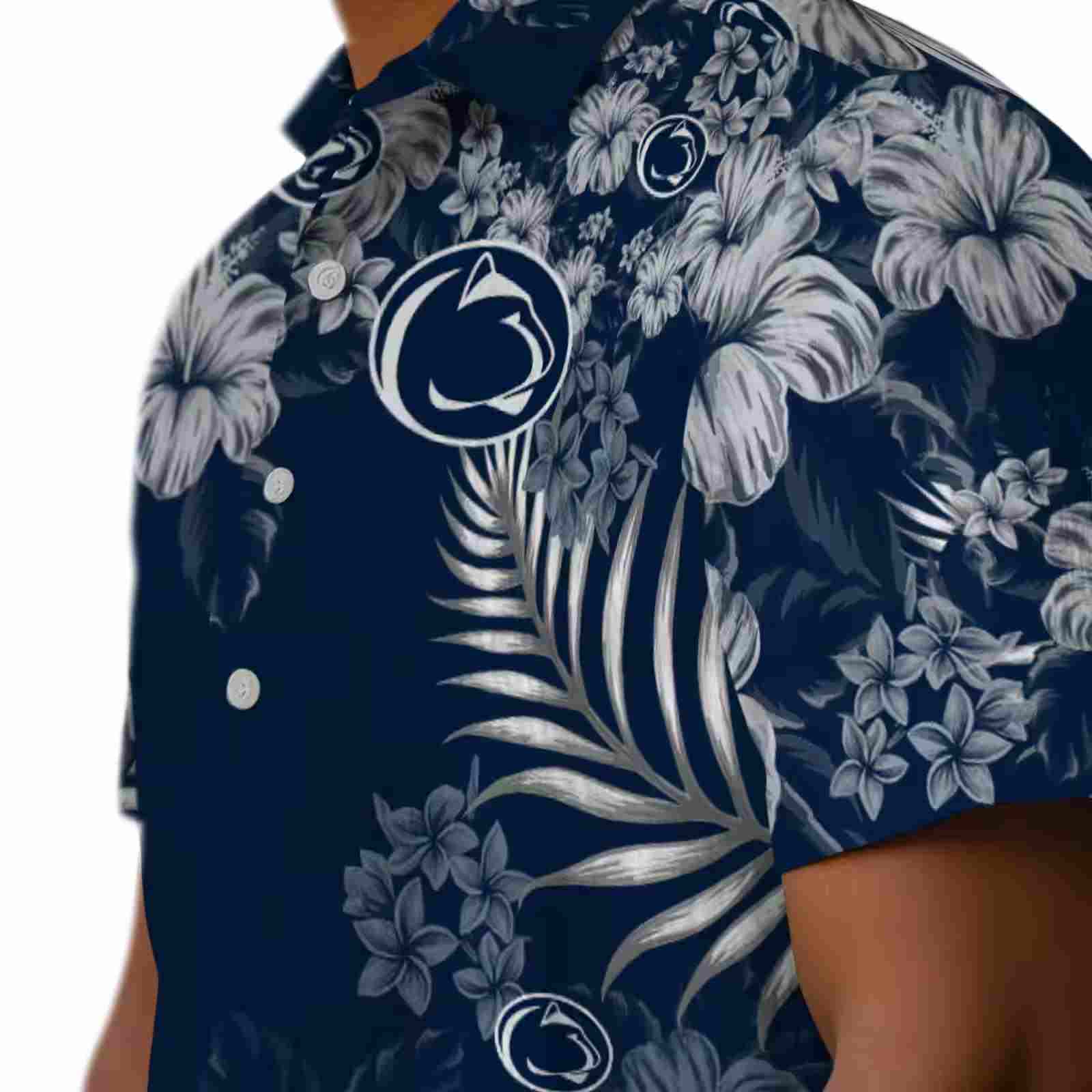 penn state nittany lions hibiscus print blue hawaiian shirt trendy