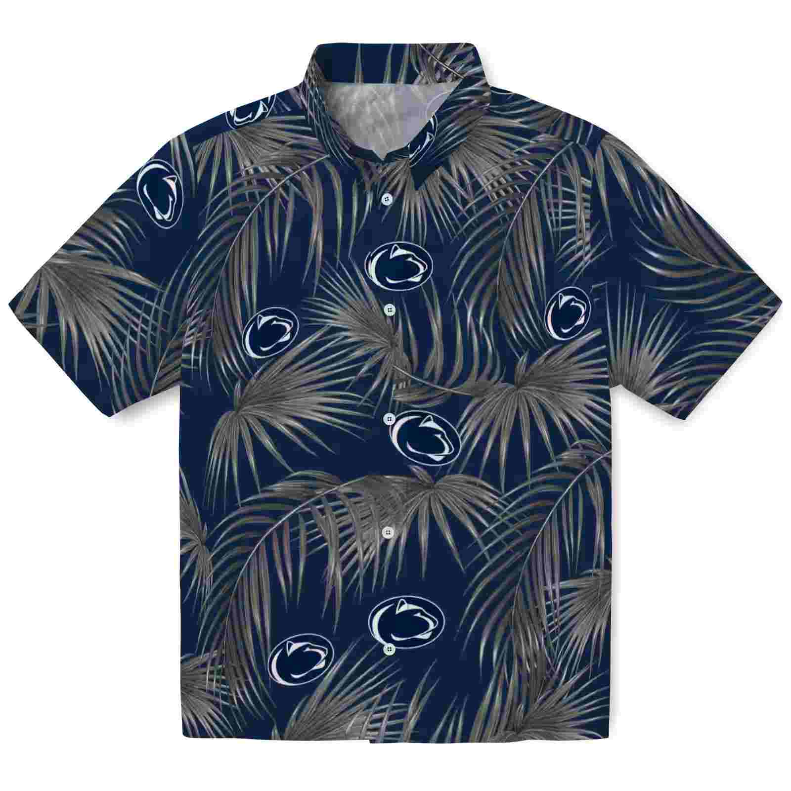 penn state nittany lions leafy palms blue hawaiian shirt best selling