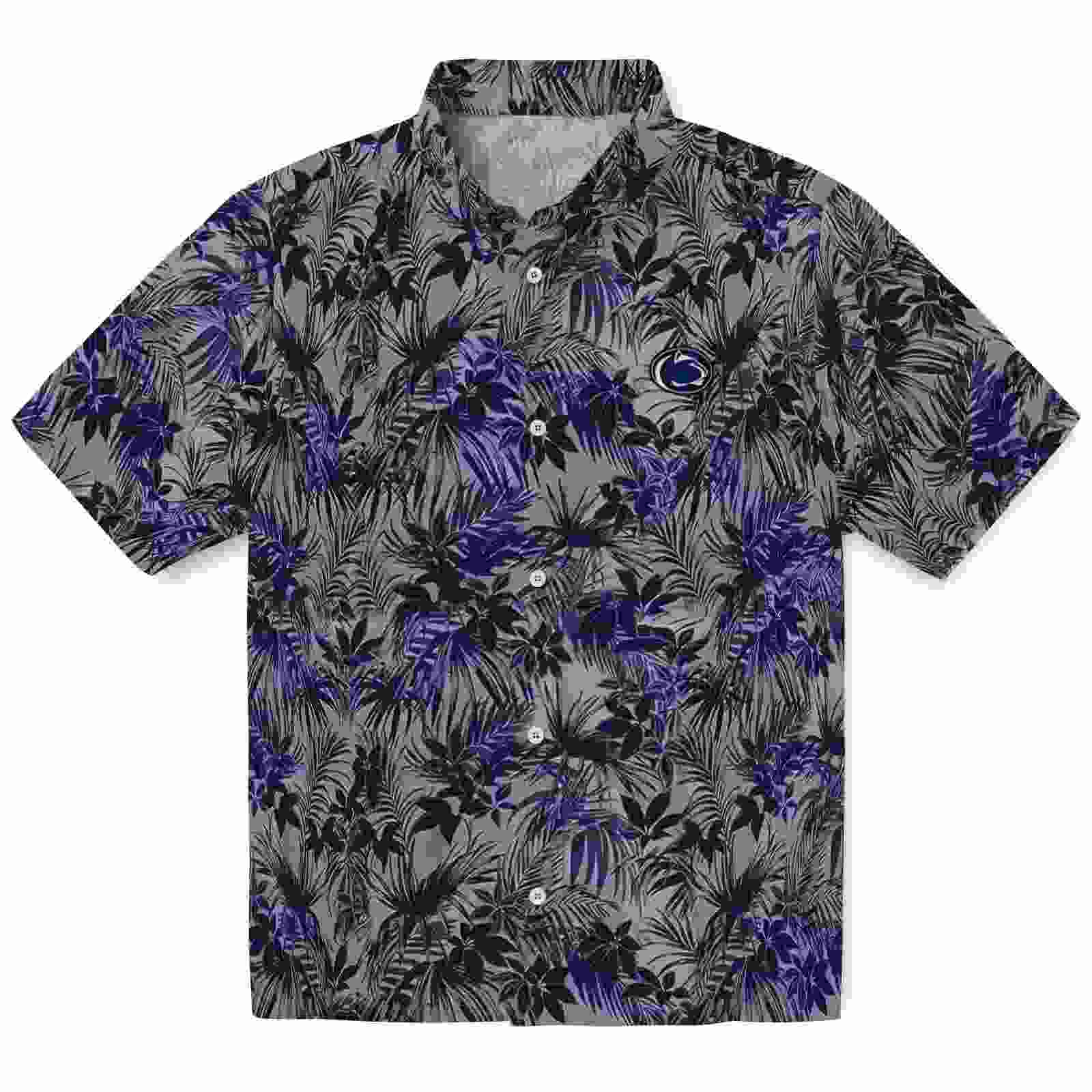 Penn State Nittany Lions Leafy Pattern Blue Hawaiian Shirt