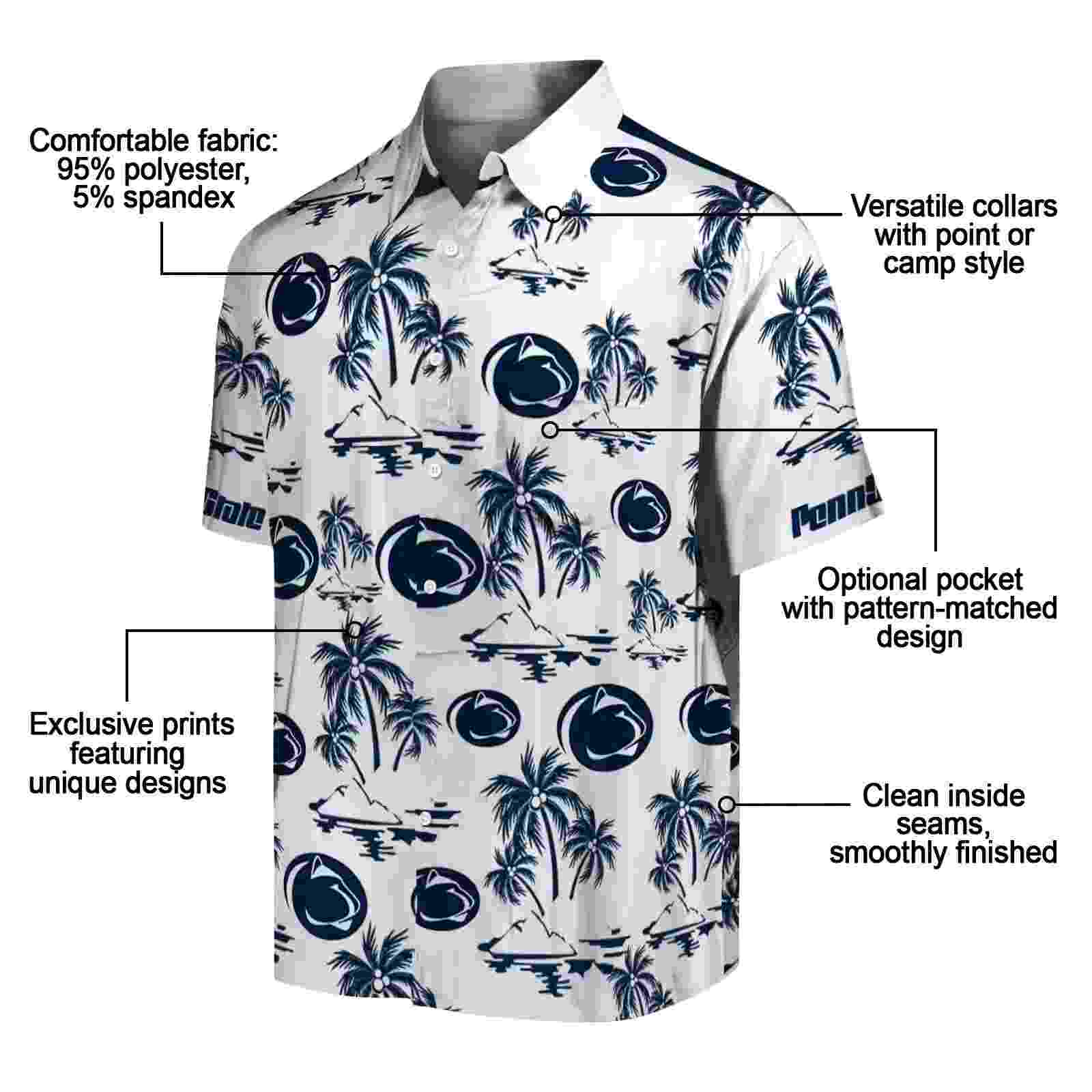 penn state nittany lions palm island print blue white hawaiian shirt new arrival