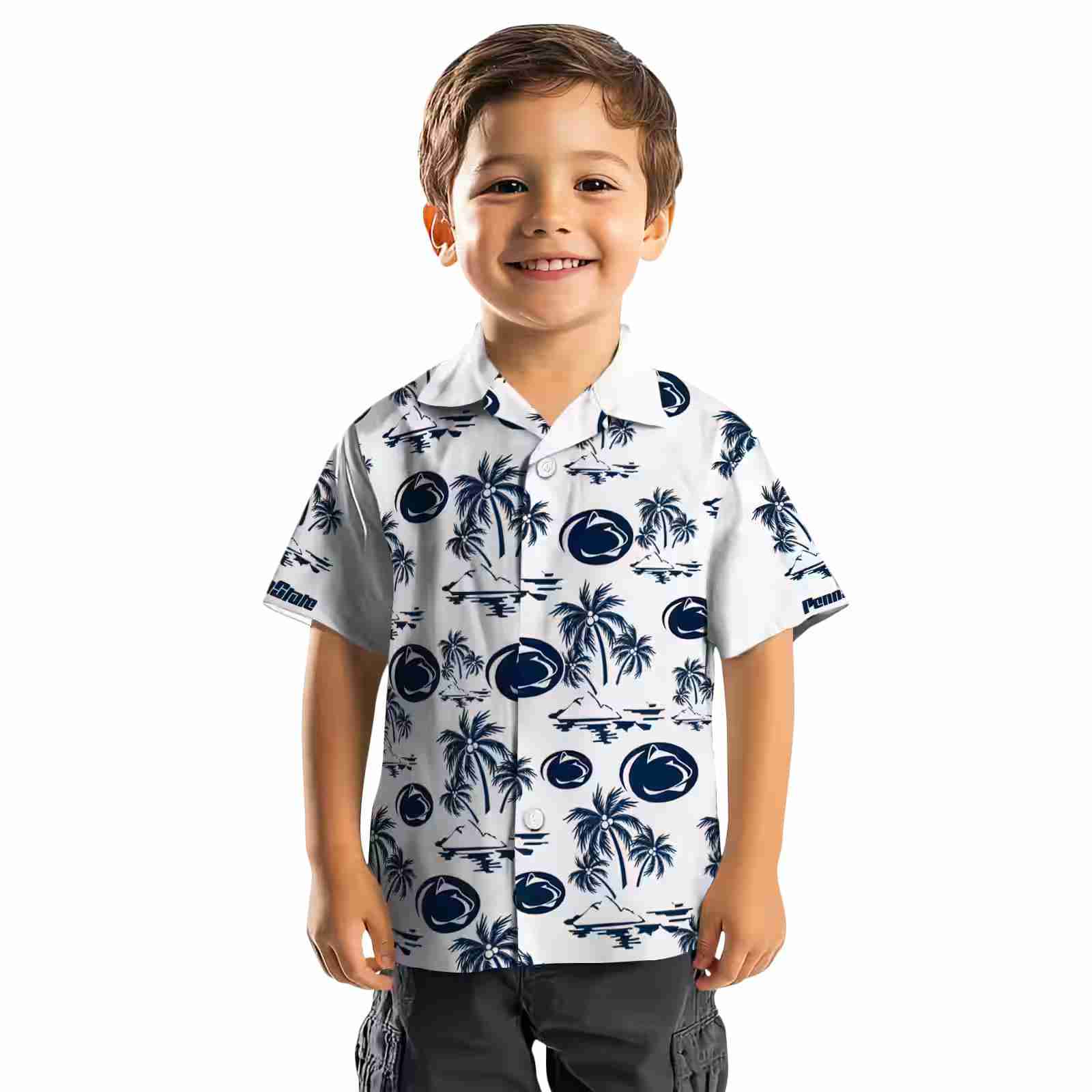 penn state nittany lions palm island print blue white hawaiian shirt top rated