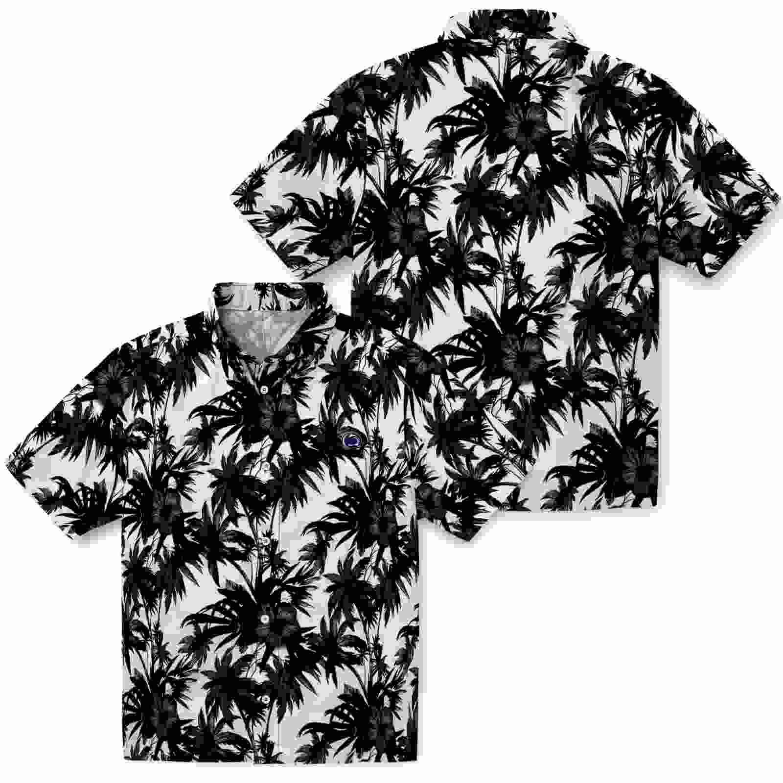 penn state nittany lions palm motifs black white hawaiian shirt high quality