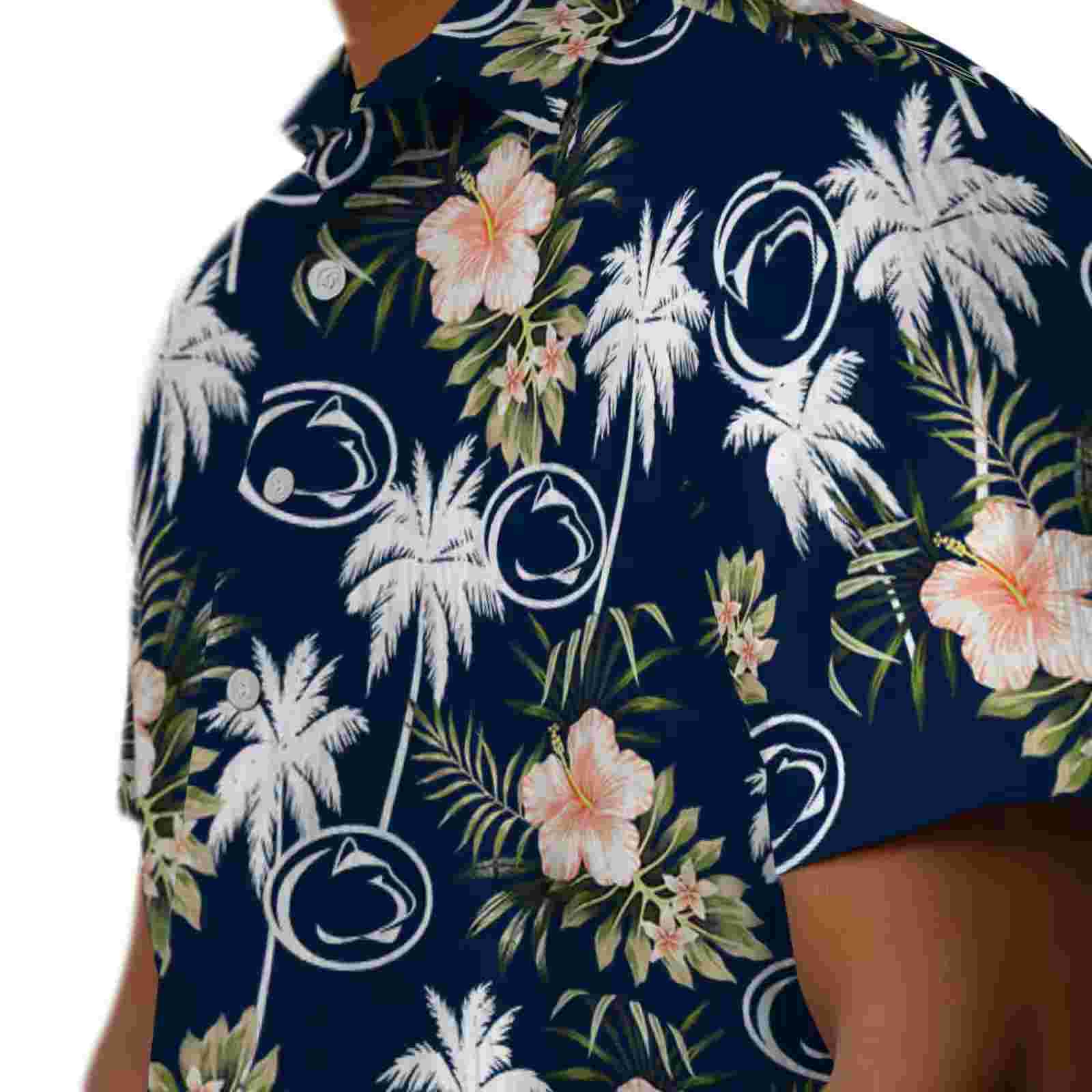 penn state nittany lions palm tree flower blue hawaiian shirt trendy