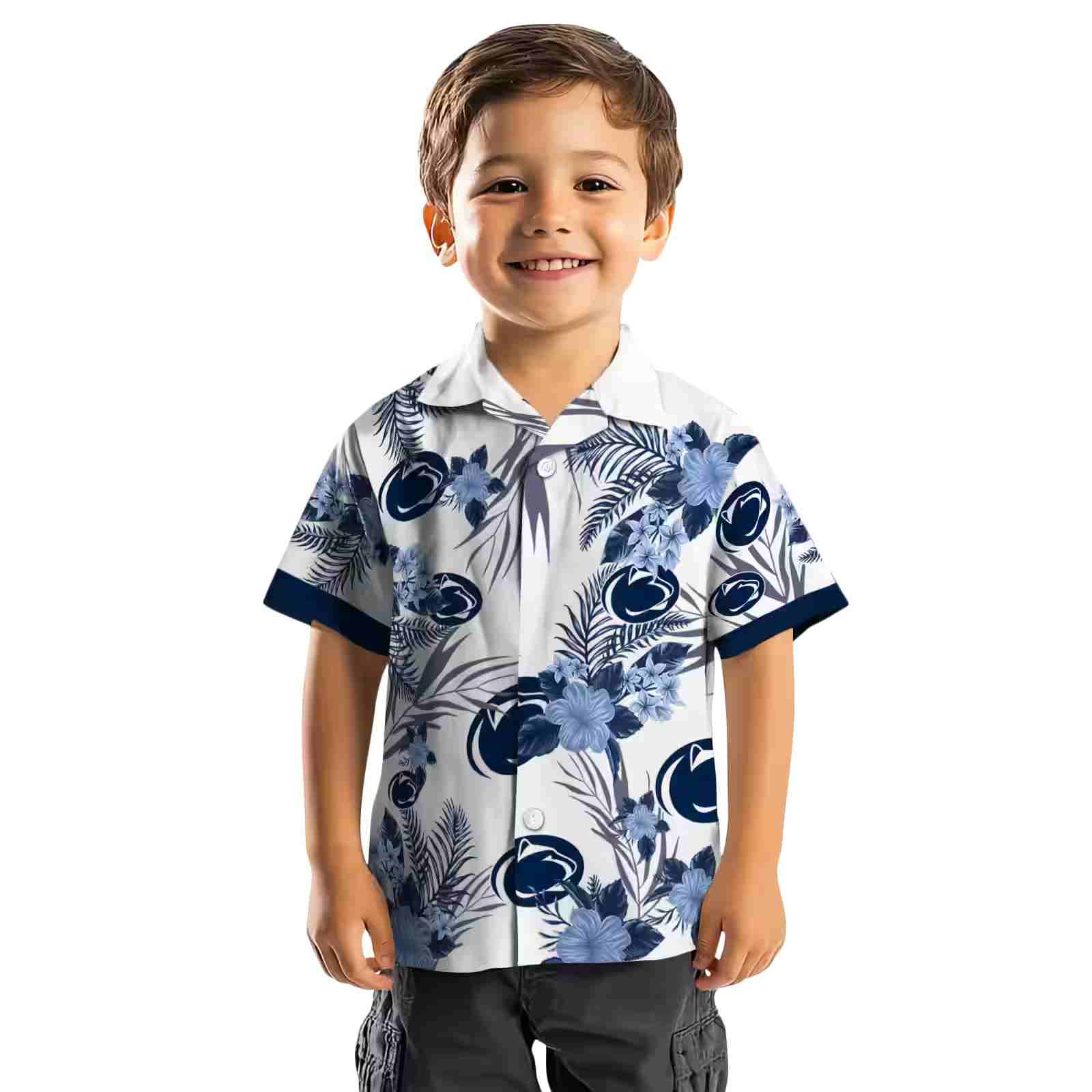 penn state nittany lions patriotic hibiscus design blue white hawaiian shirt top rated