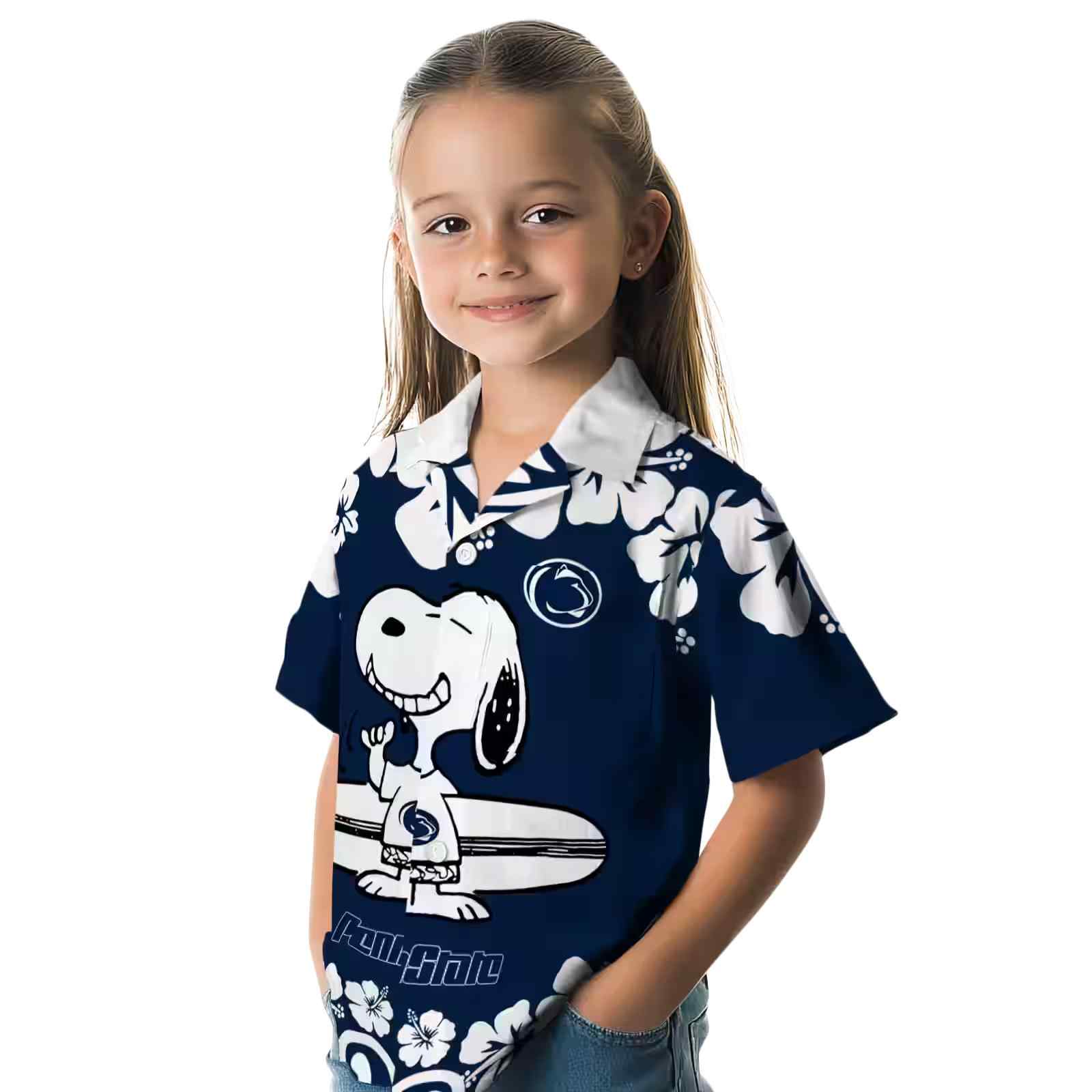 penn state nittany lions snoopy surf blue white hawaiian shirt premium grade