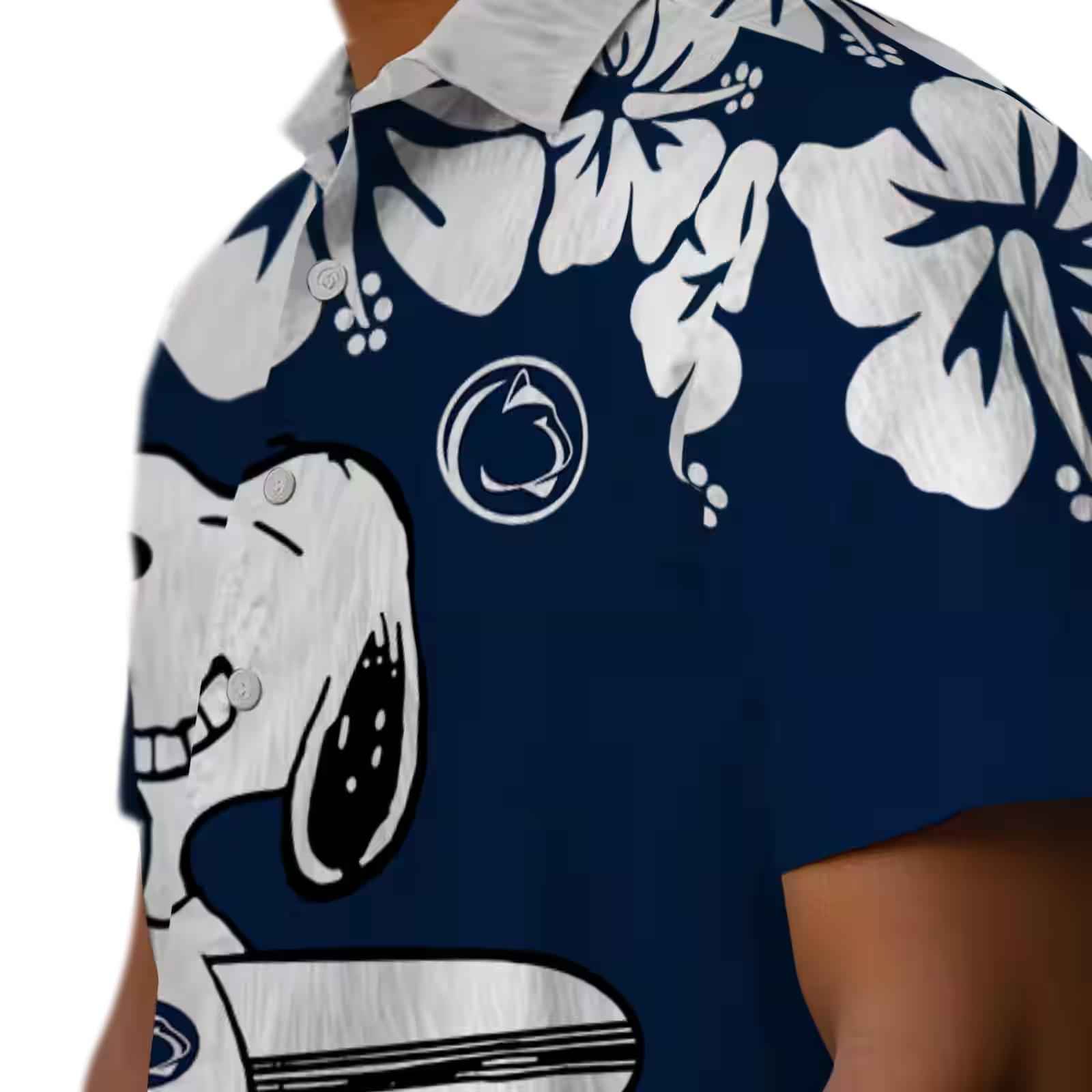 penn state nittany lions snoopy surf blue white hawaiian shirt trendy