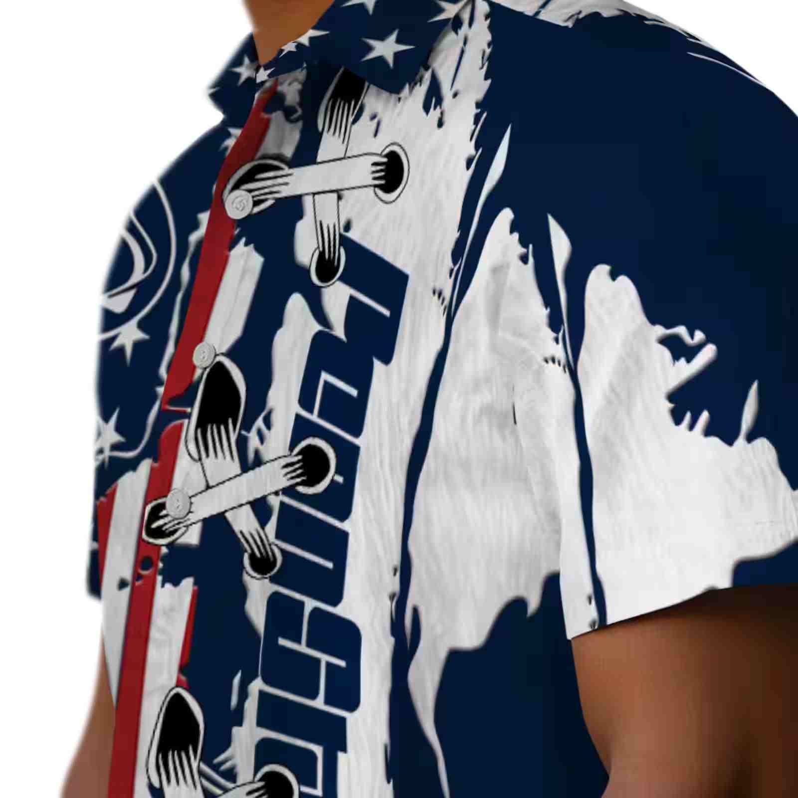 penn state nittany lions stitched flag blue hawaiian shirt trendy