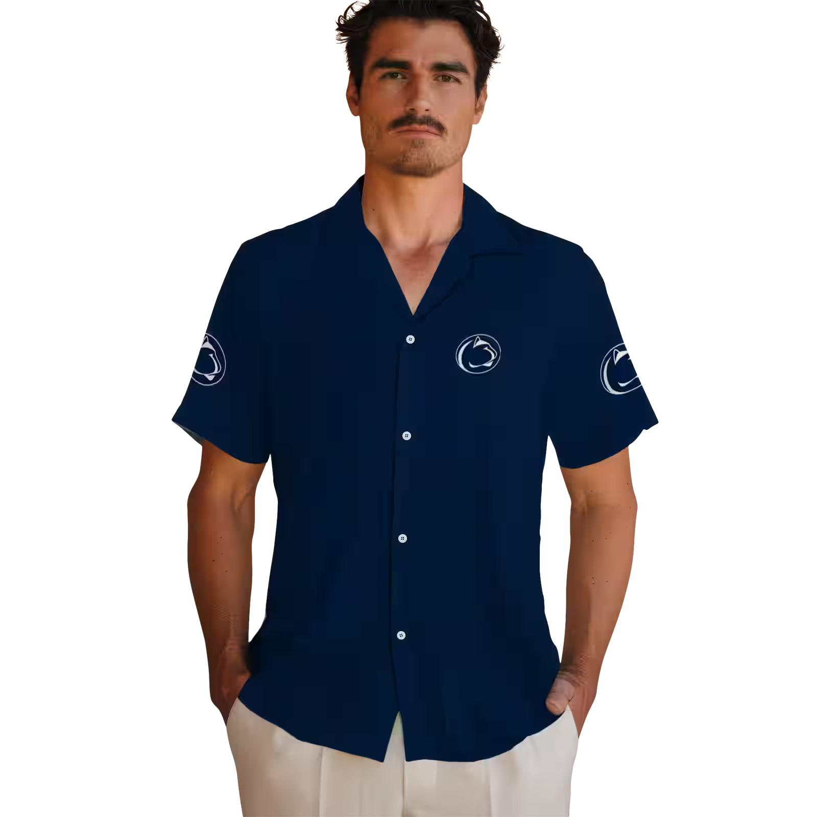 penn state nittany lions stuart minion blue hawaiian shirt fashion forward