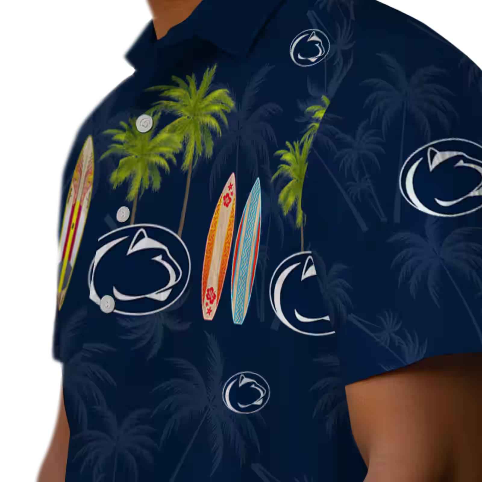 penn state nittany lions surfboard palm blue hawaiian shirt trendy