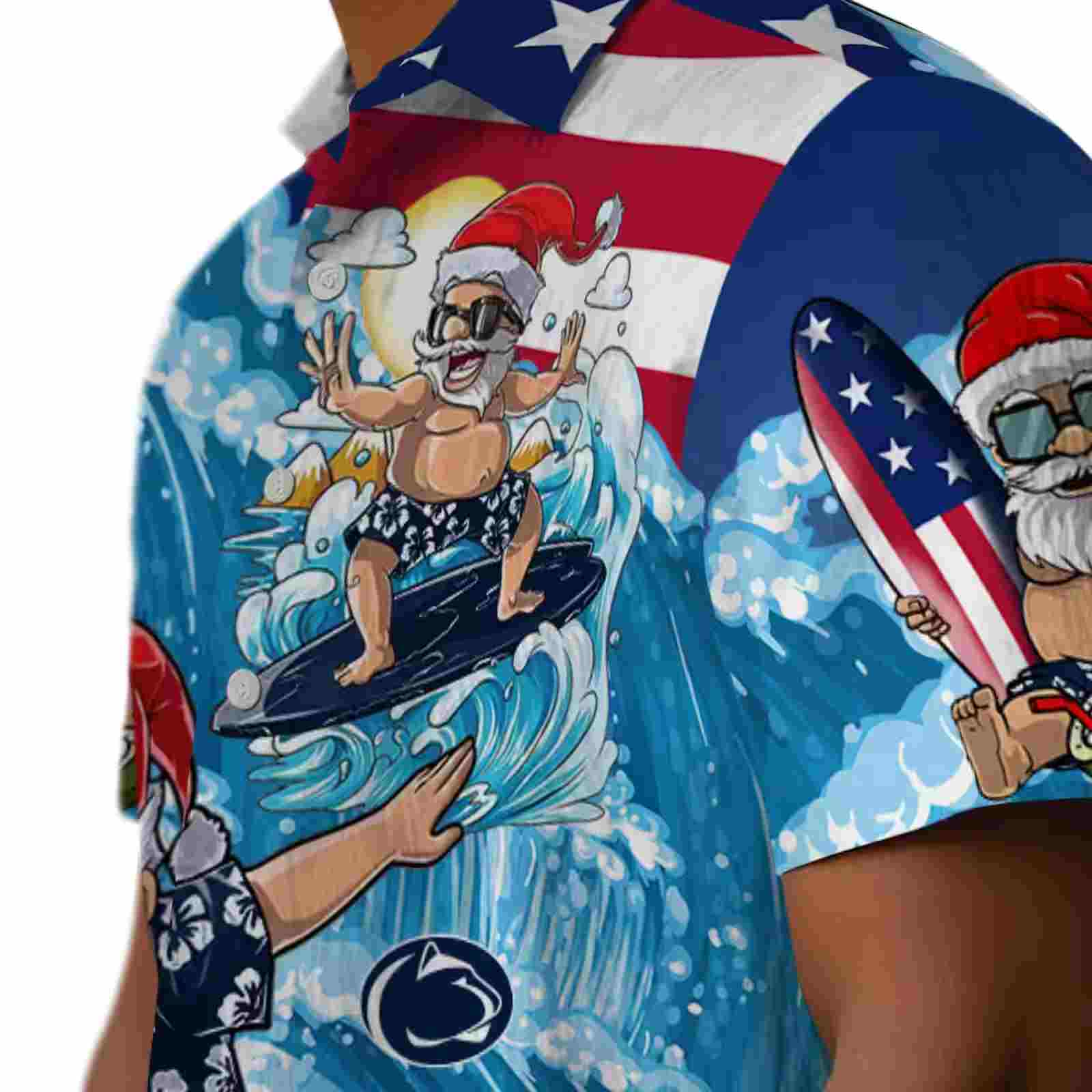 penn state nittany lions surfing santa blue hawaiian shirt trendy