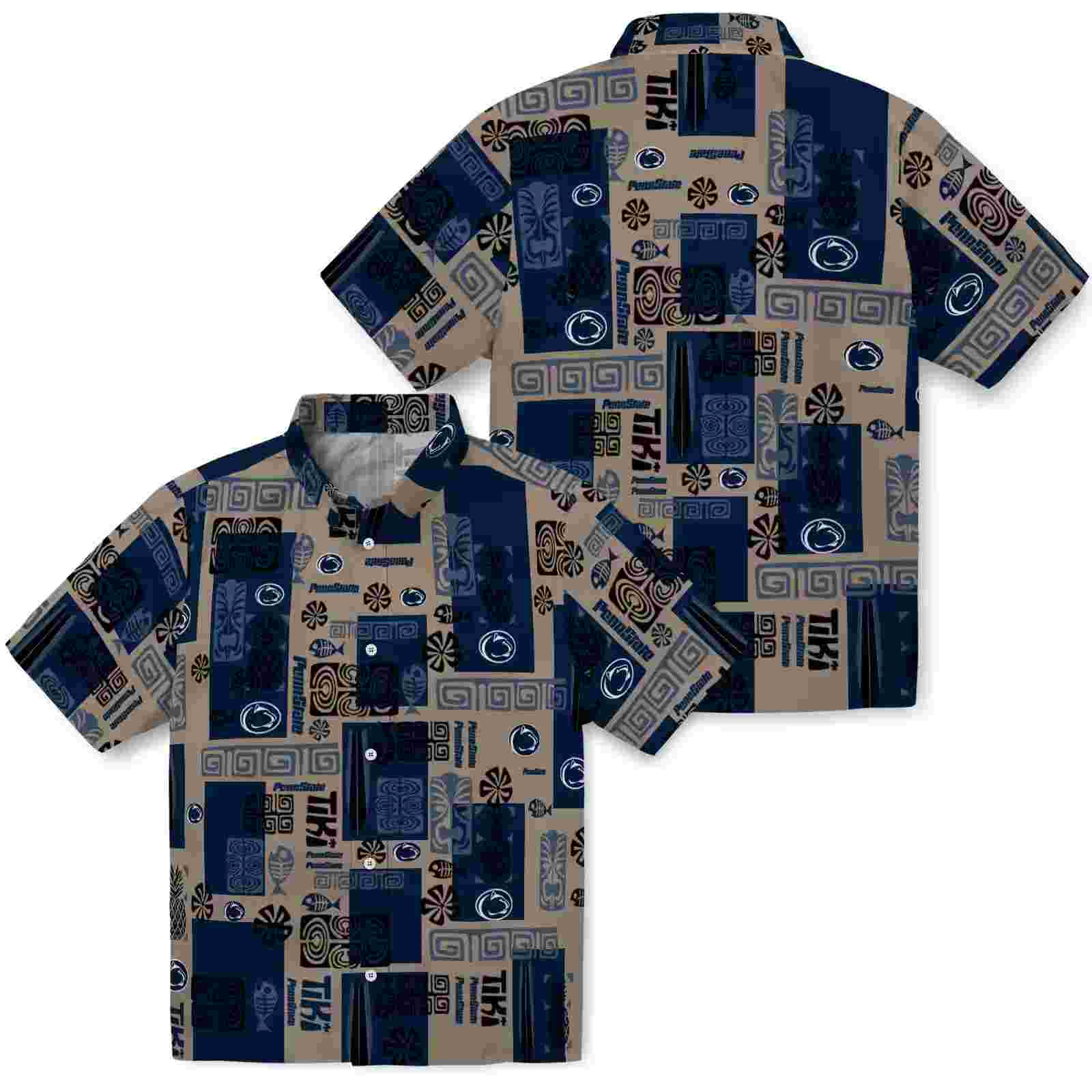 penn state nittany lions tribal symbols blue hawaiian shirt high quality