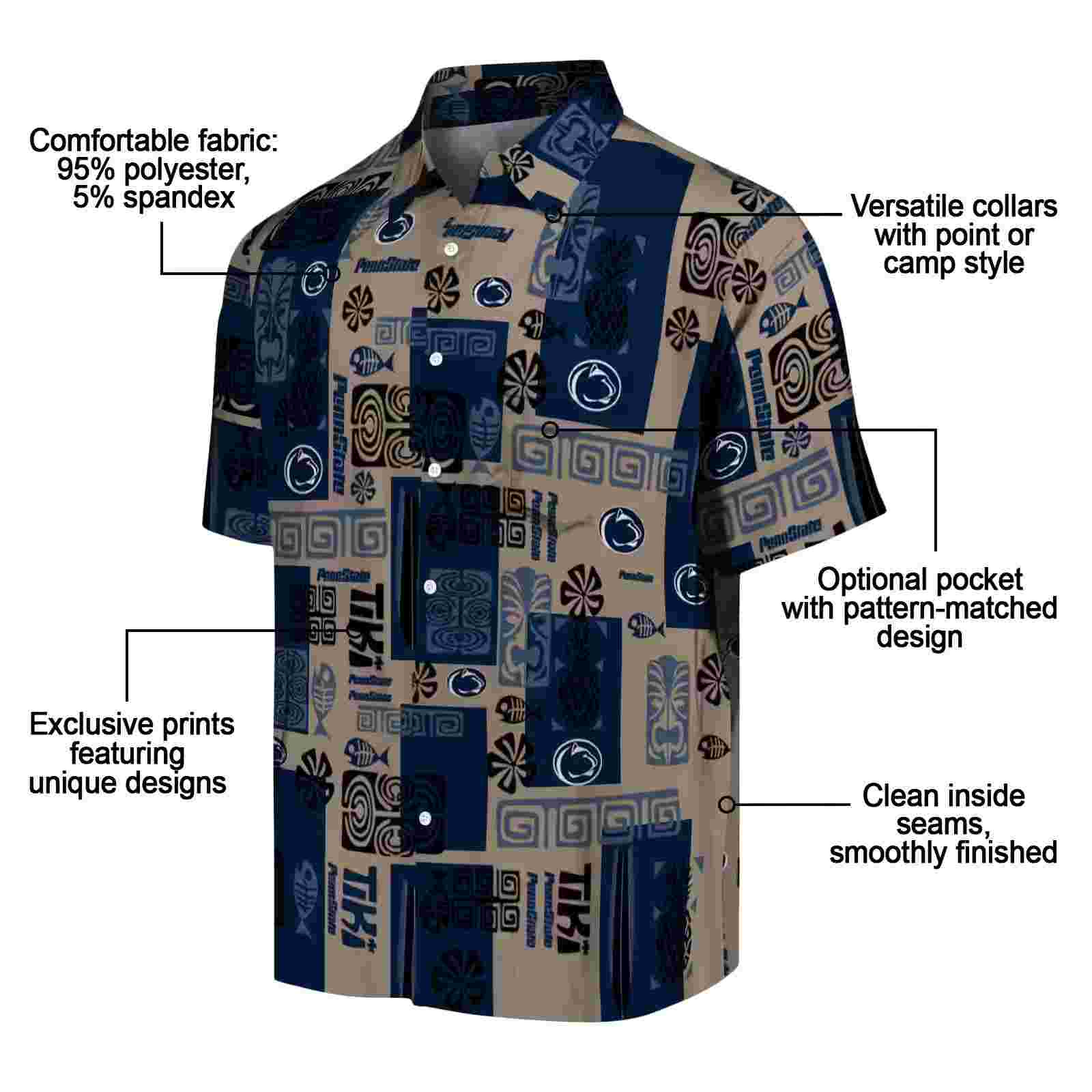 penn state nittany lions tribal symbols blue hawaiian shirt new arrival