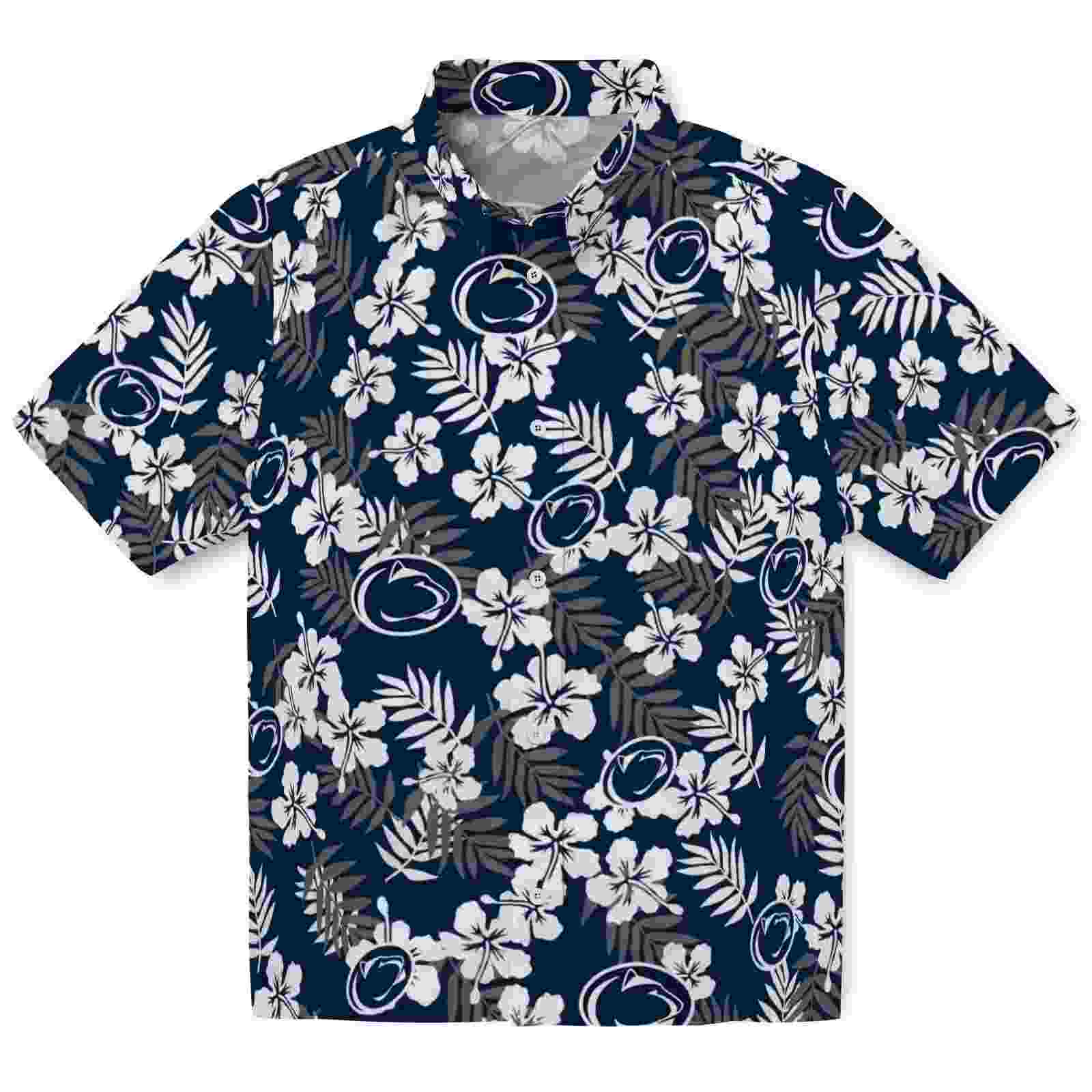 Penn State Nittany Lions Tropical Floral Blue Hawaiian Shirt