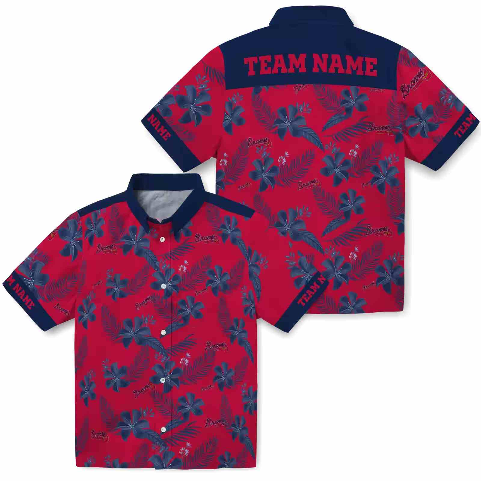 personalized atlanta braves botanical print red hawaiian shirt high quality