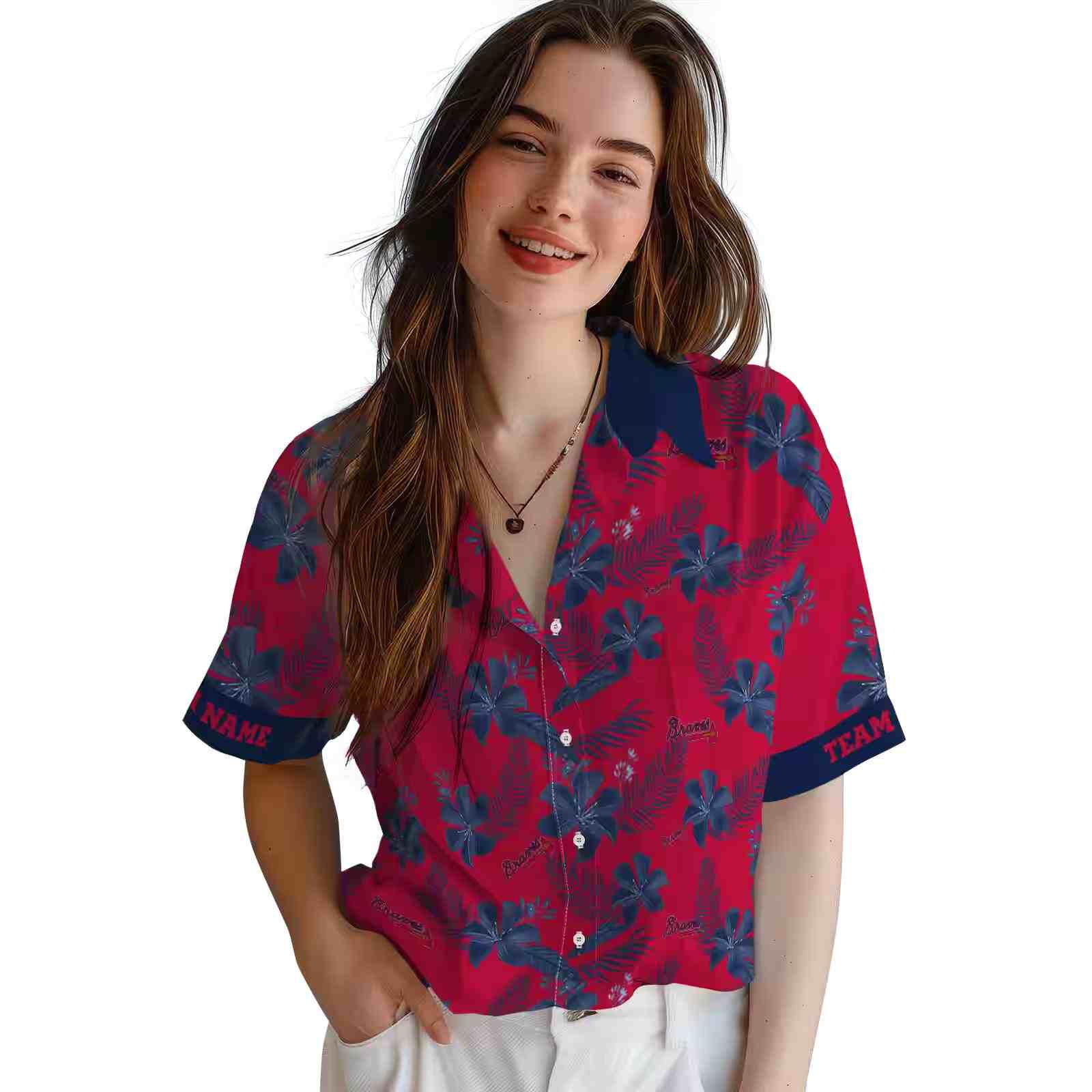 personalized atlanta braves botanical print red hawaiian shirt latest model