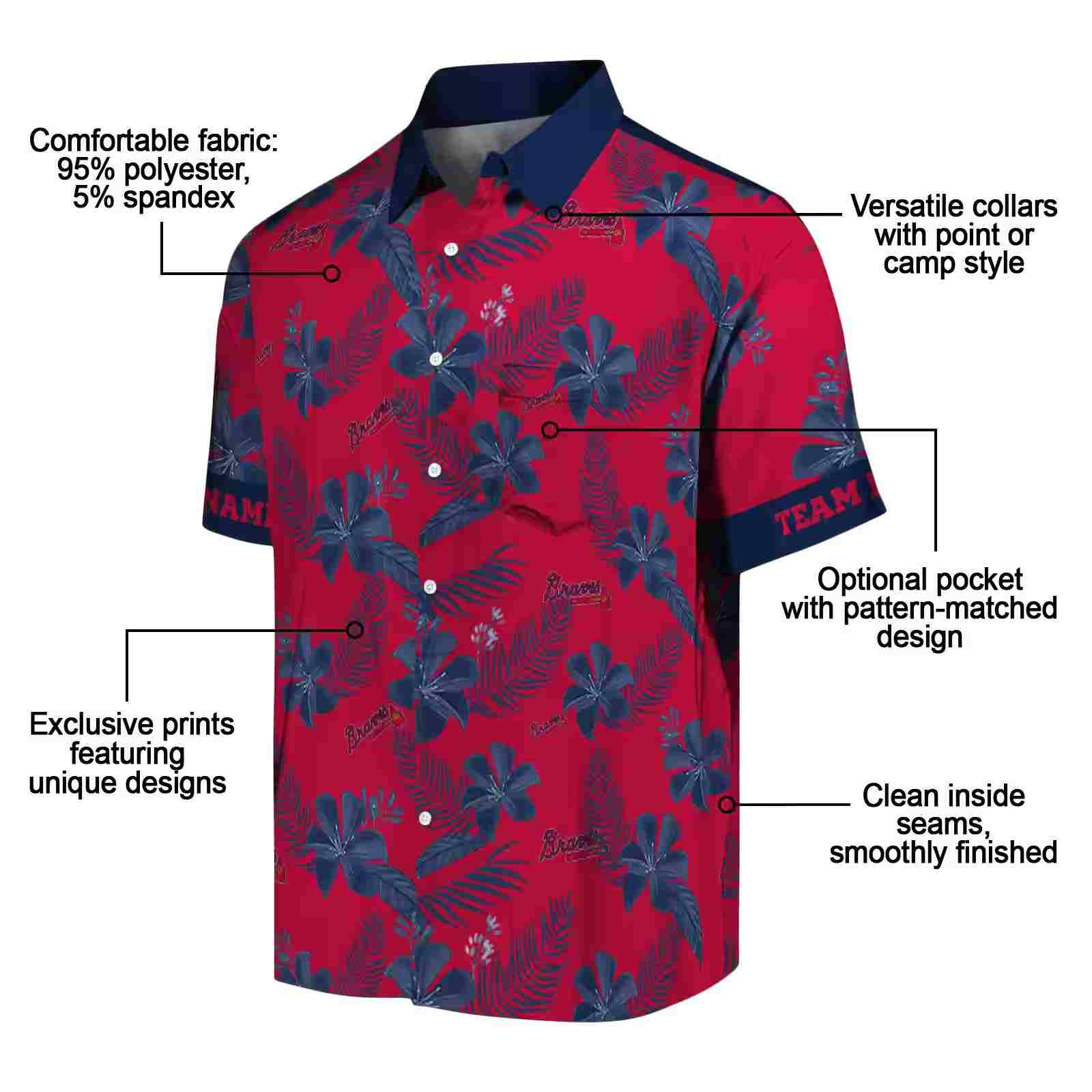 personalized atlanta braves botanical print red hawaiian shirt new arrival