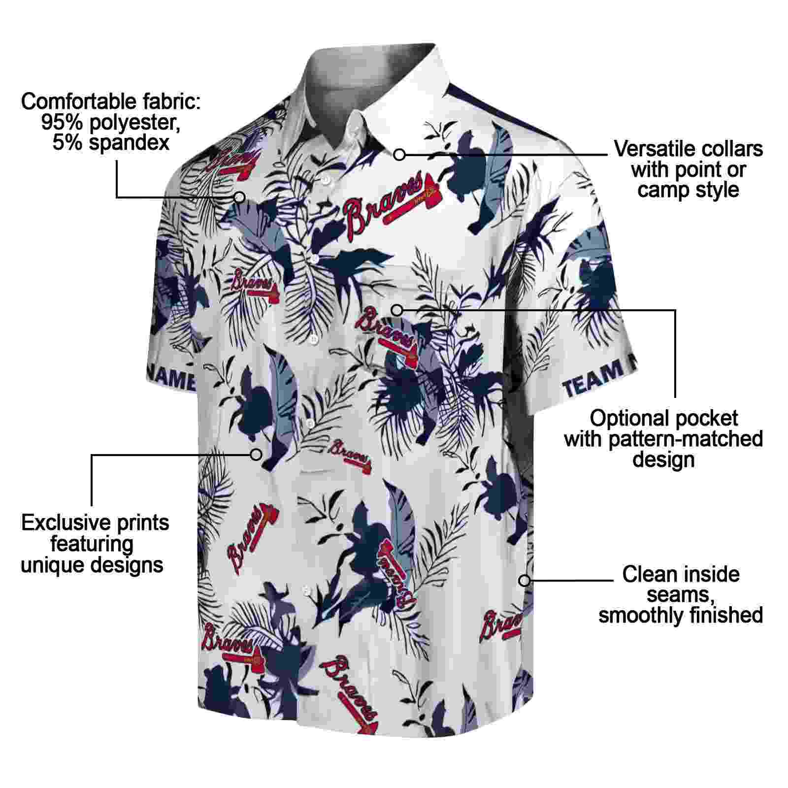 personalized atlanta braves botanical theme navy white hawaiian shirt new arrival