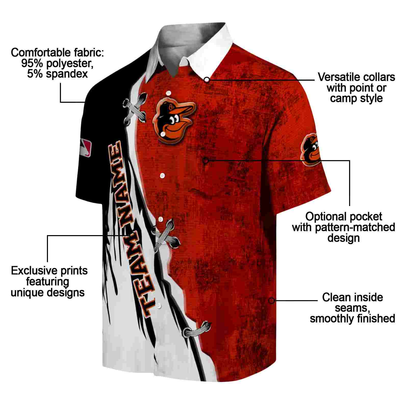 personalized baltimore orioles edgy streaks orange white hawaiian shirt new arrival