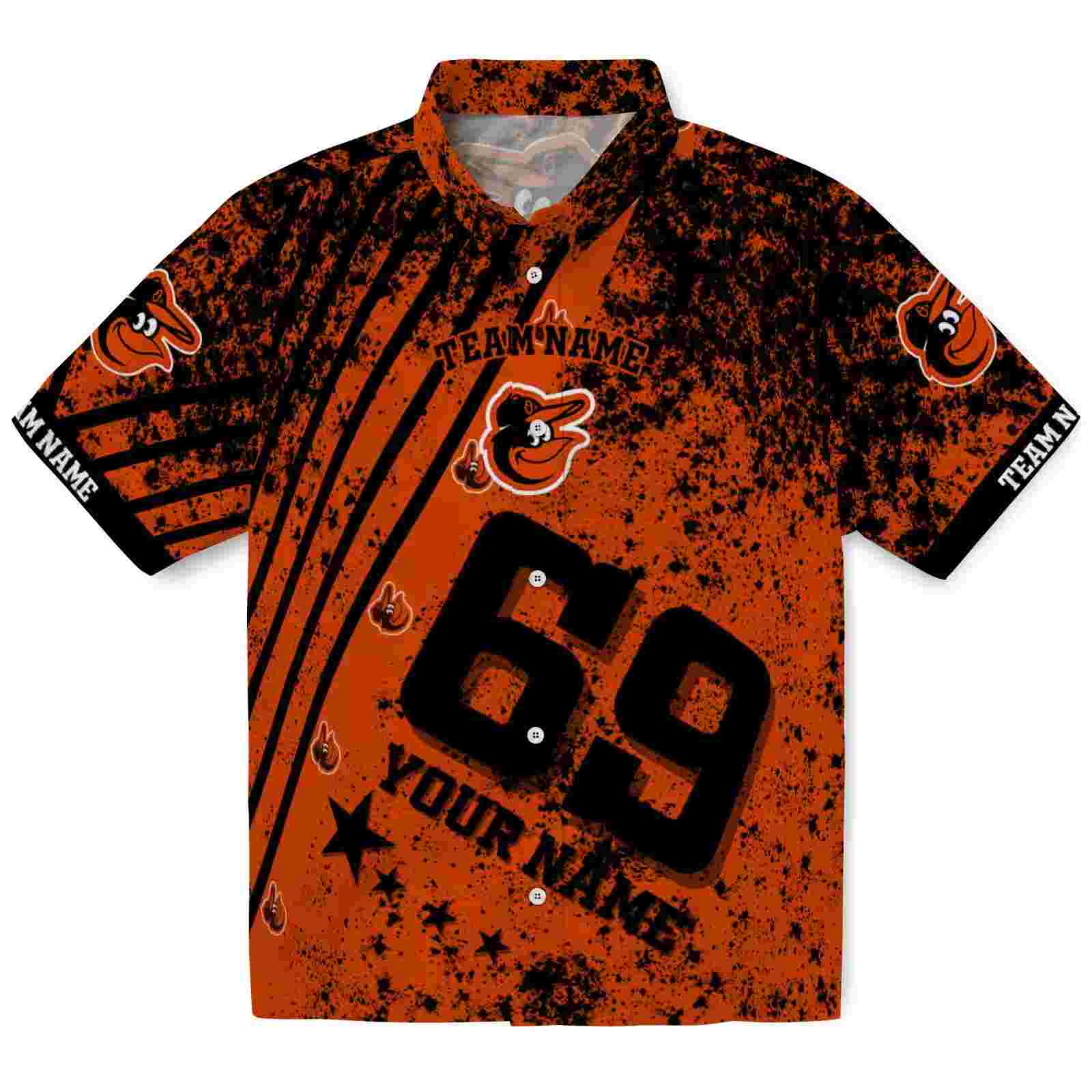 Personalized Baltimore Orioles Star Stripes Orange Hawaiian Shirt