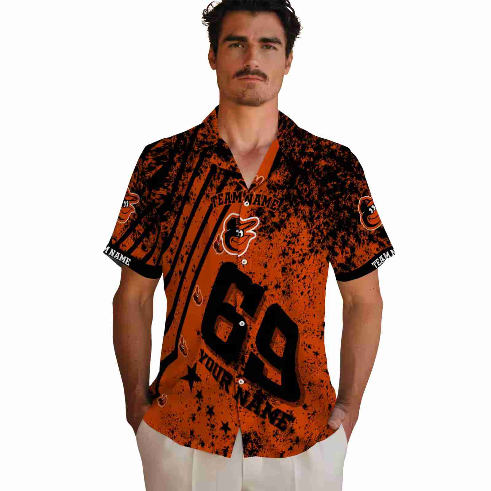 personalized baltimore orioles star stripes orange hawaiian shirt fashion forward