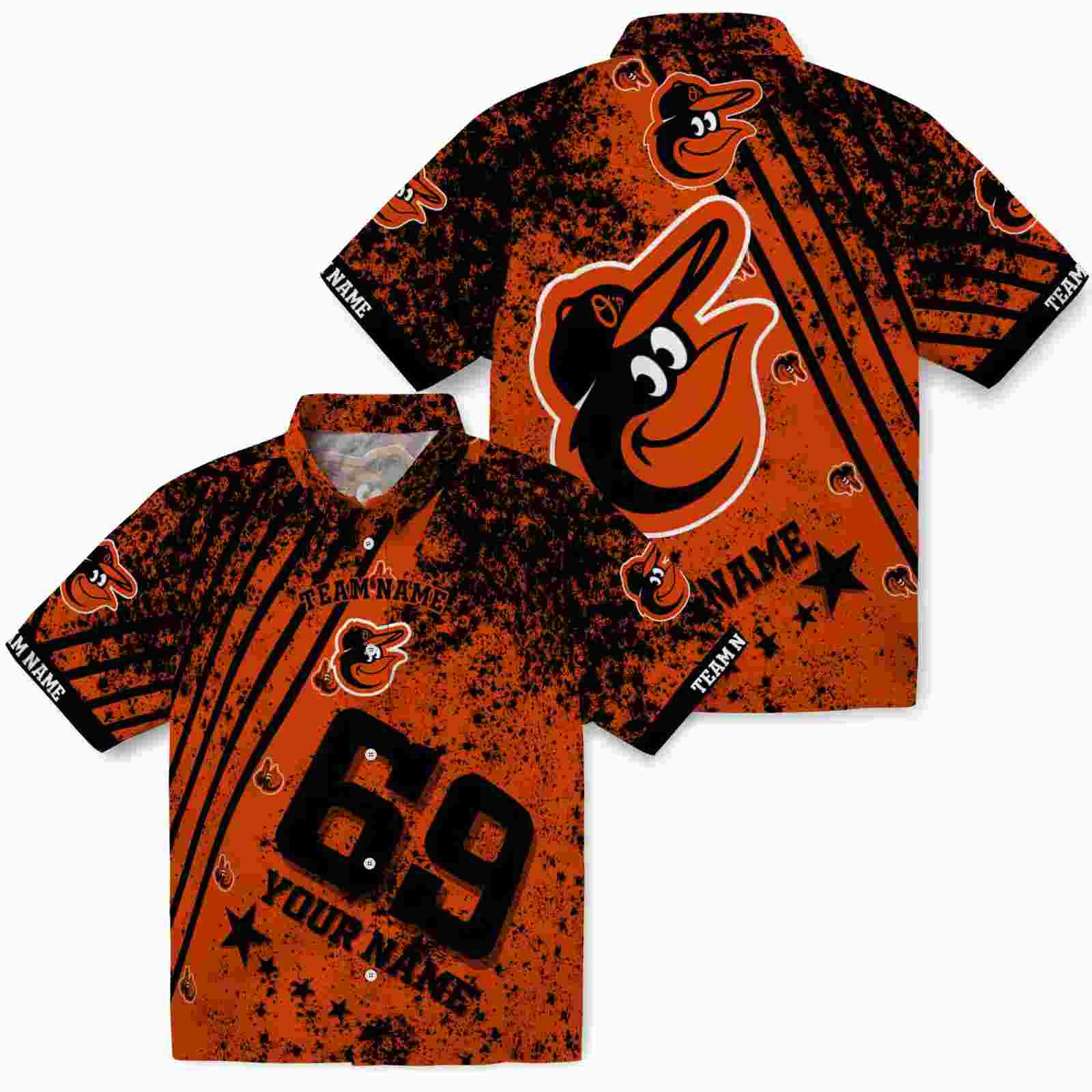 personalized baltimore orioles star stripes orange hawaiian shirt high quality