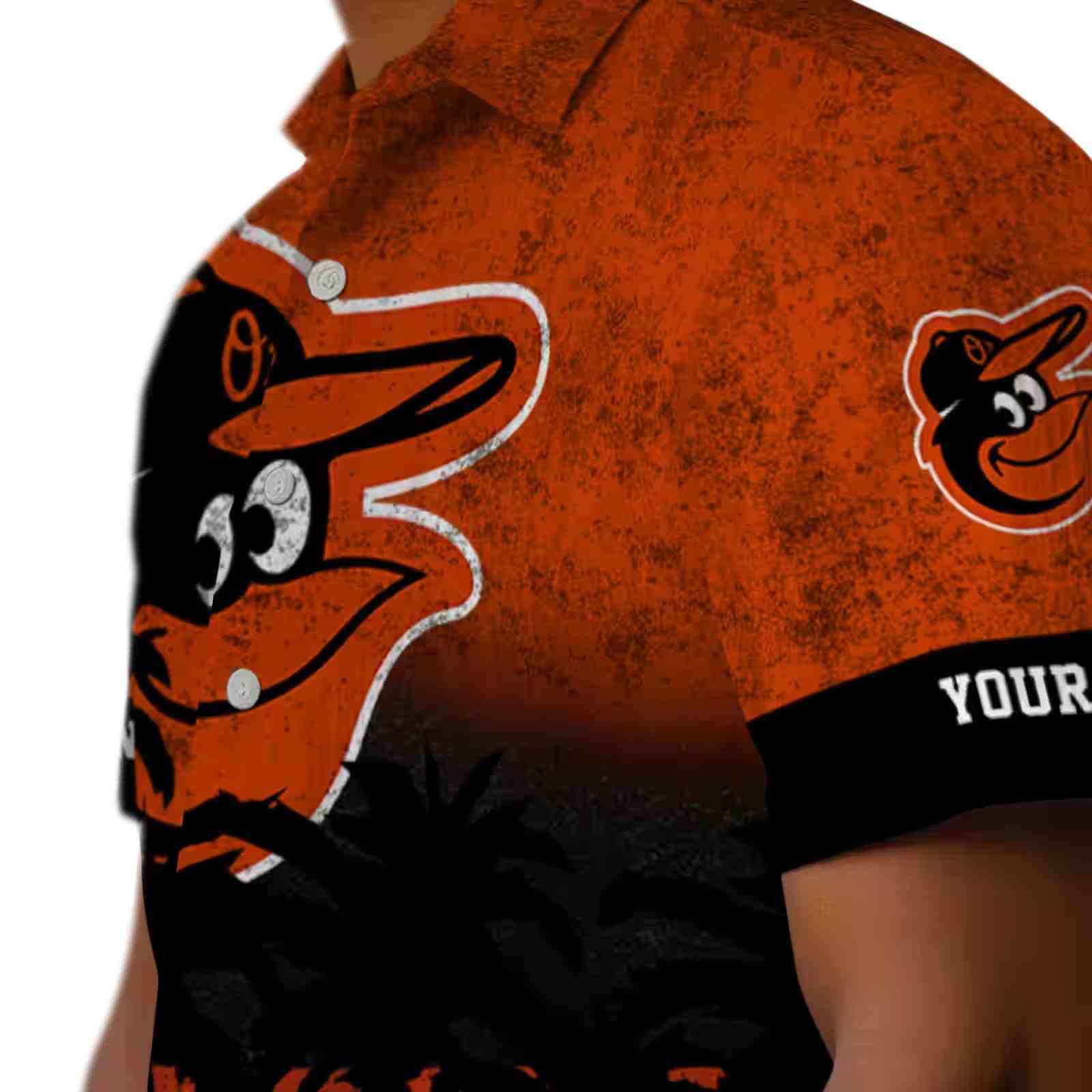 personalized baltimore orioles sunset pattern orange black hawaiian shirt trendy