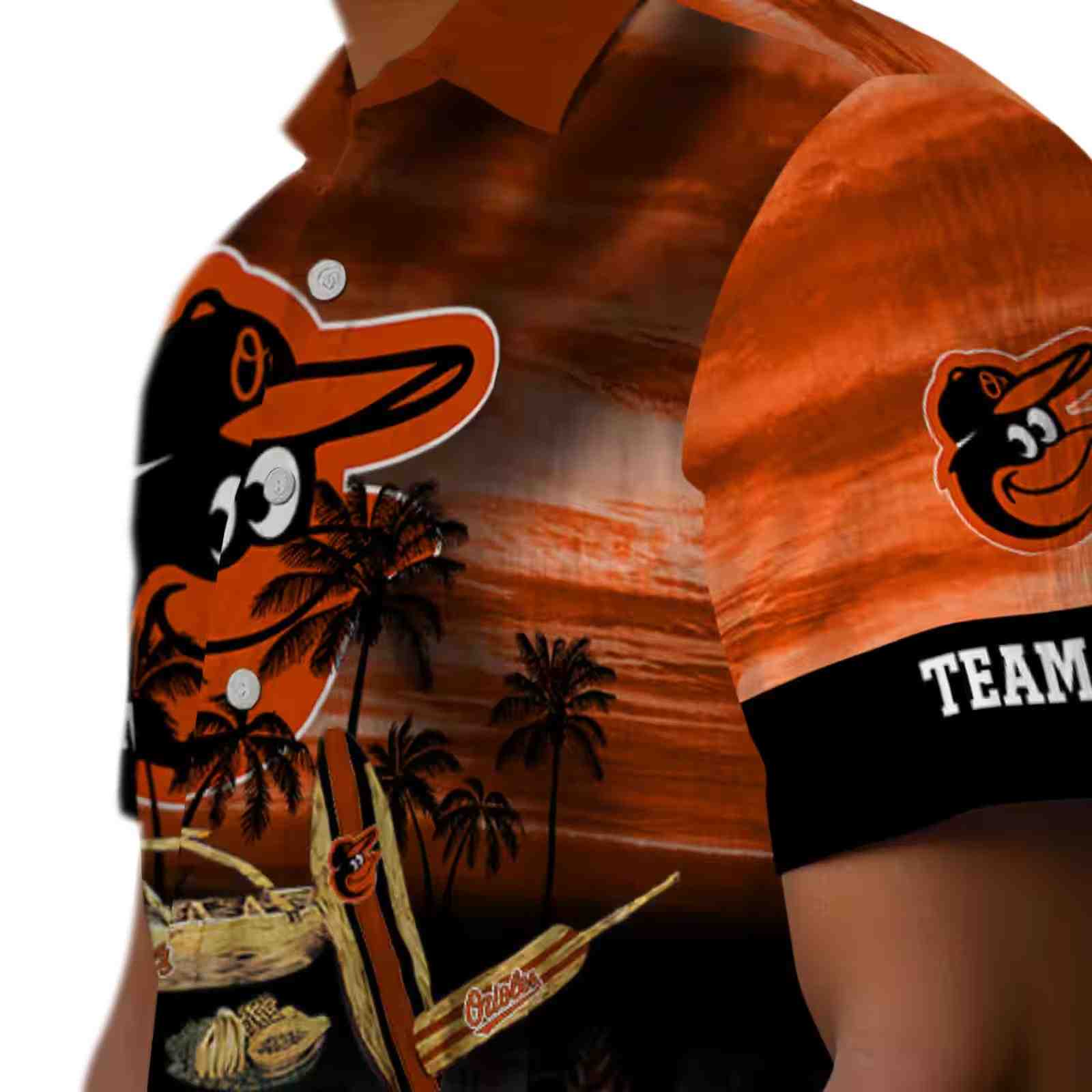 personalized baltimore orioles tropical canoe orange hawaiian shirt trendy