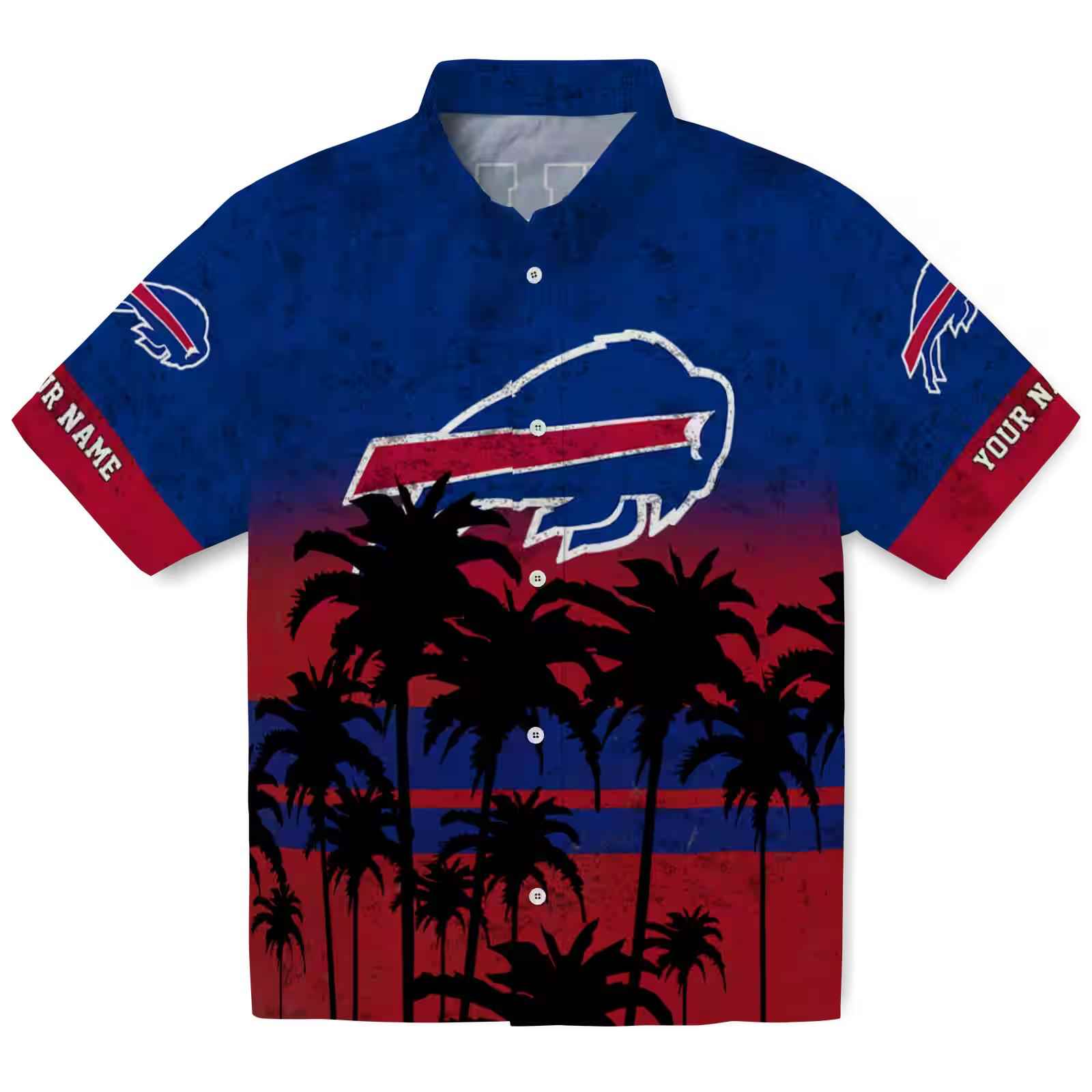 Personalized Buffalo Bills Sunset Pattern Blue Black Hawaiian Shirt