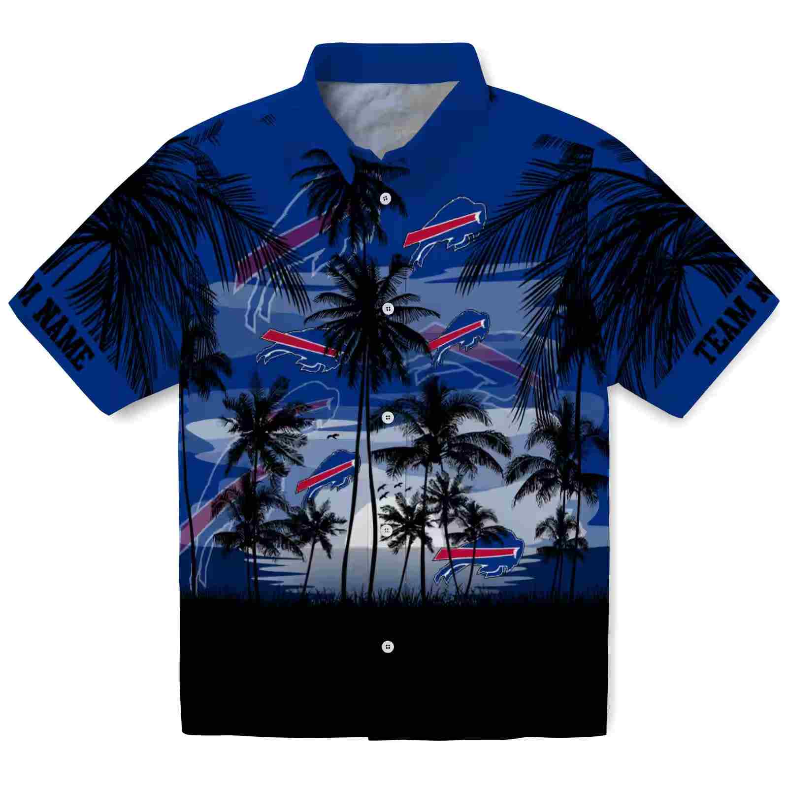 Personalized Buffalo Bills Sunset Scene Blue Black Hawaiian Shirt