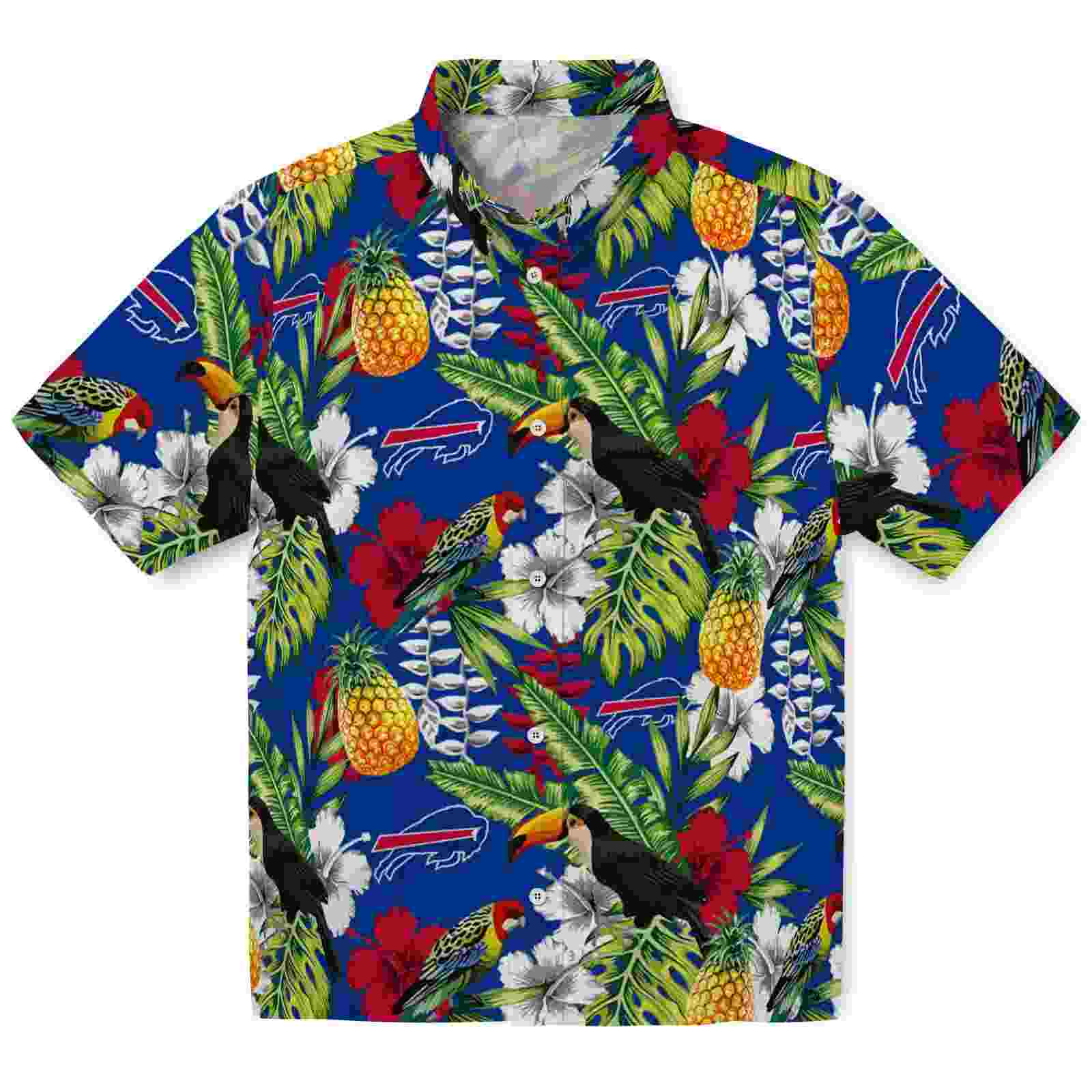 Personalized Buffalo Bills Tropical Toucan Blue Green Hawaiian Shirt