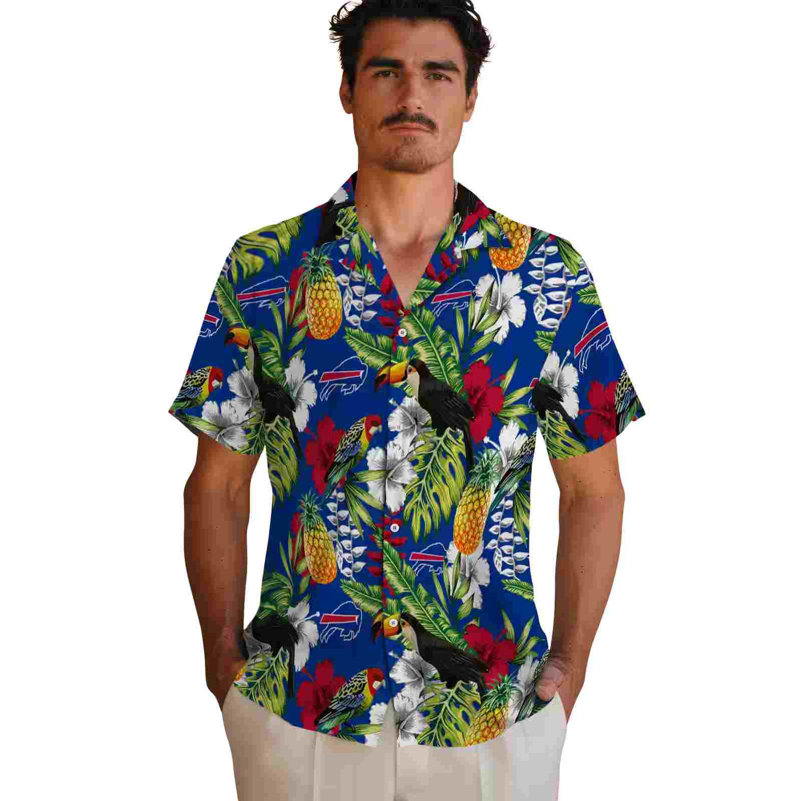 personalized buffalo bills tropical toucan blue green hawaiian shirt fashion forward