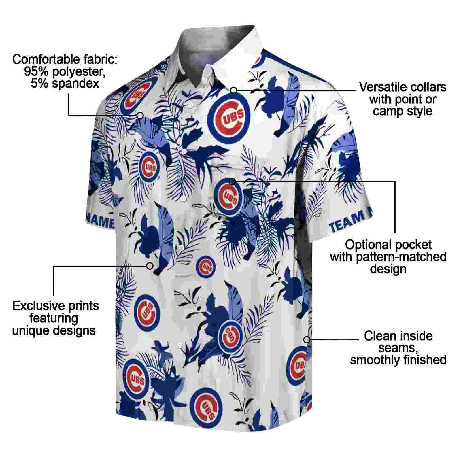 personalized chicago cubs botanical theme blue white hawaiian shirt new arrival