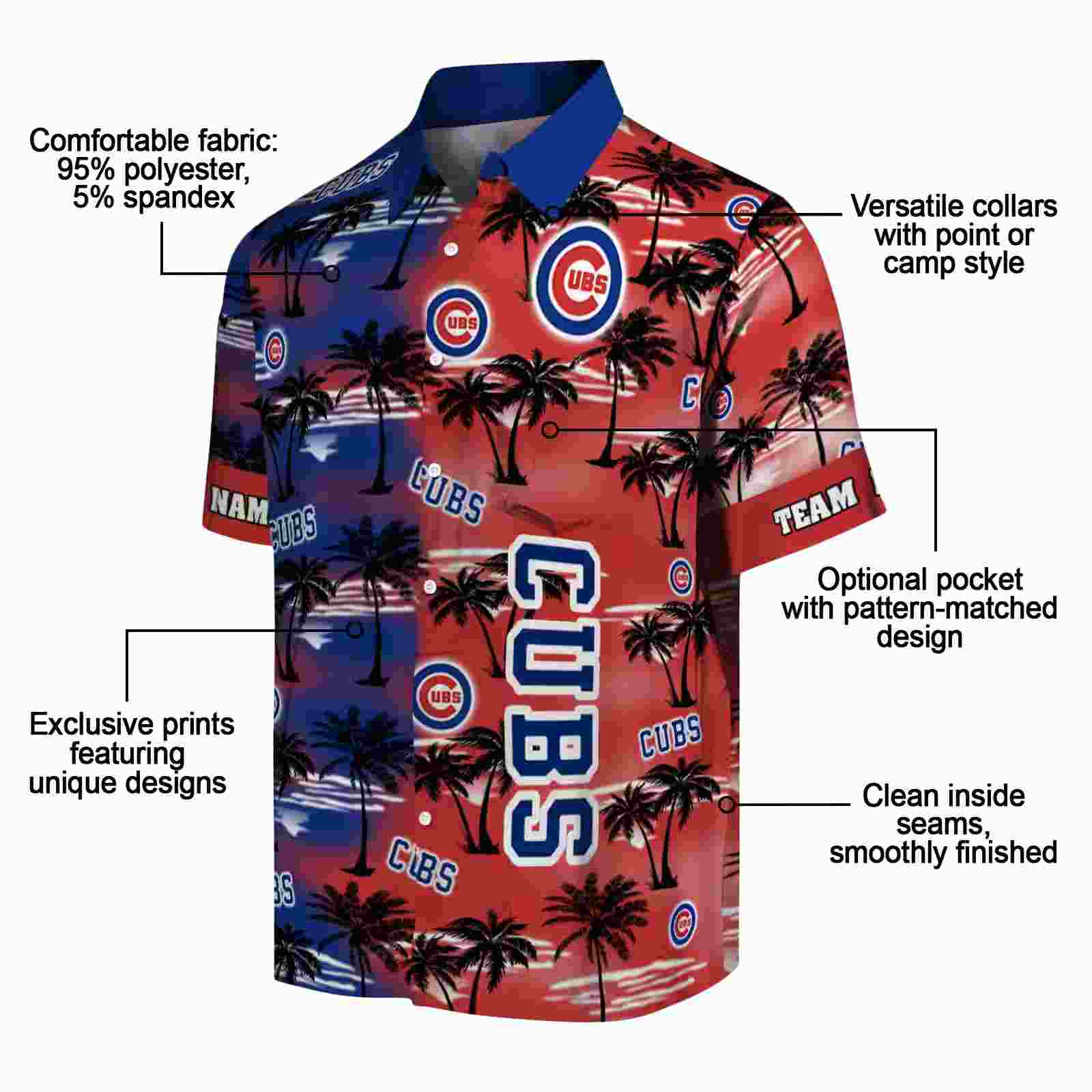 personalized chicago cubs palm silhouettes blue hawaiian shirt new arrival