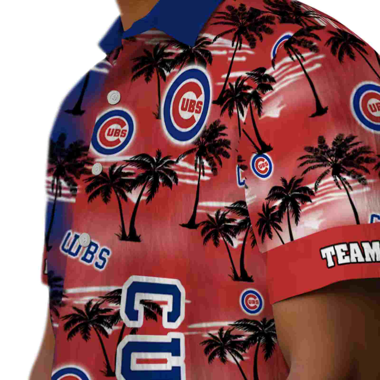 personalized chicago cubs palm silhouettes blue hawaiian shirt trendy