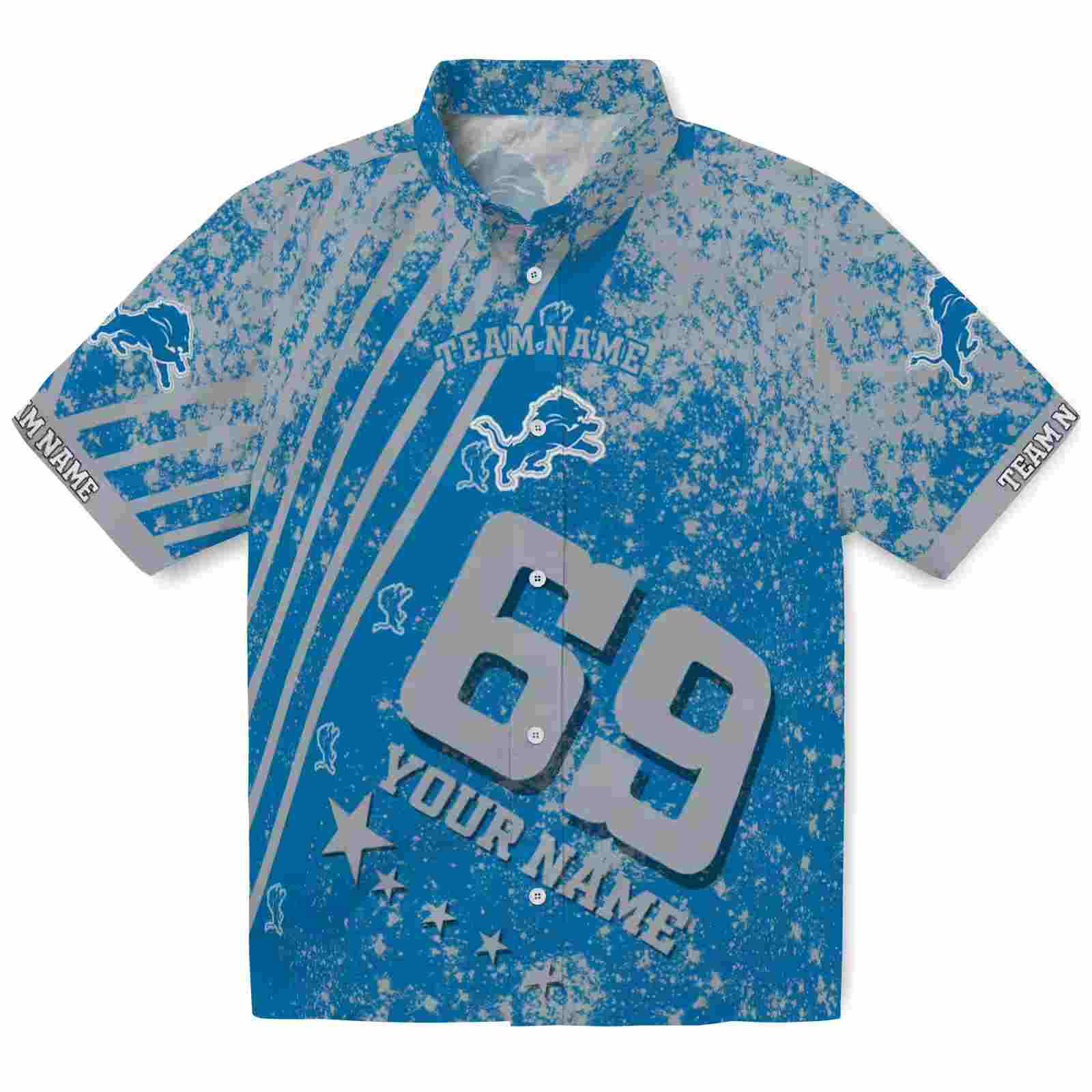 Personalized Detroit Lions Star Stripes Blue Hawaiian Shirt