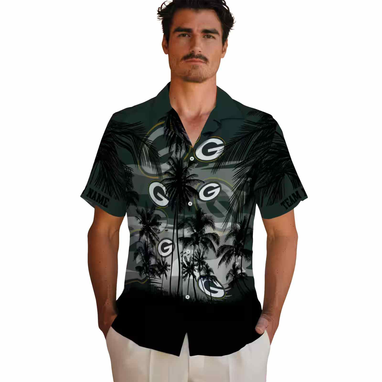 personalized green bay packers sunset scene green black hawaiian shirt fashion forward