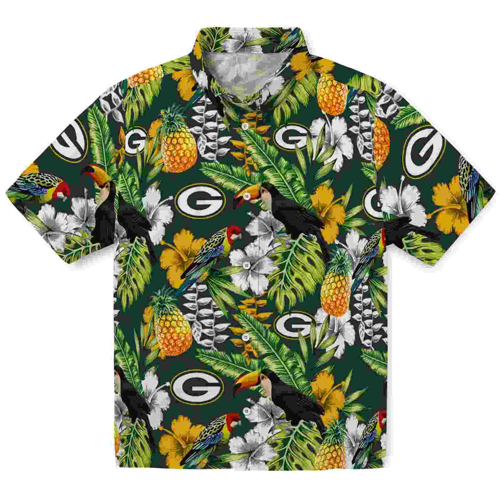 Personalized Green Bay Packers Tropical Toucan Green Hawaiian Shirt