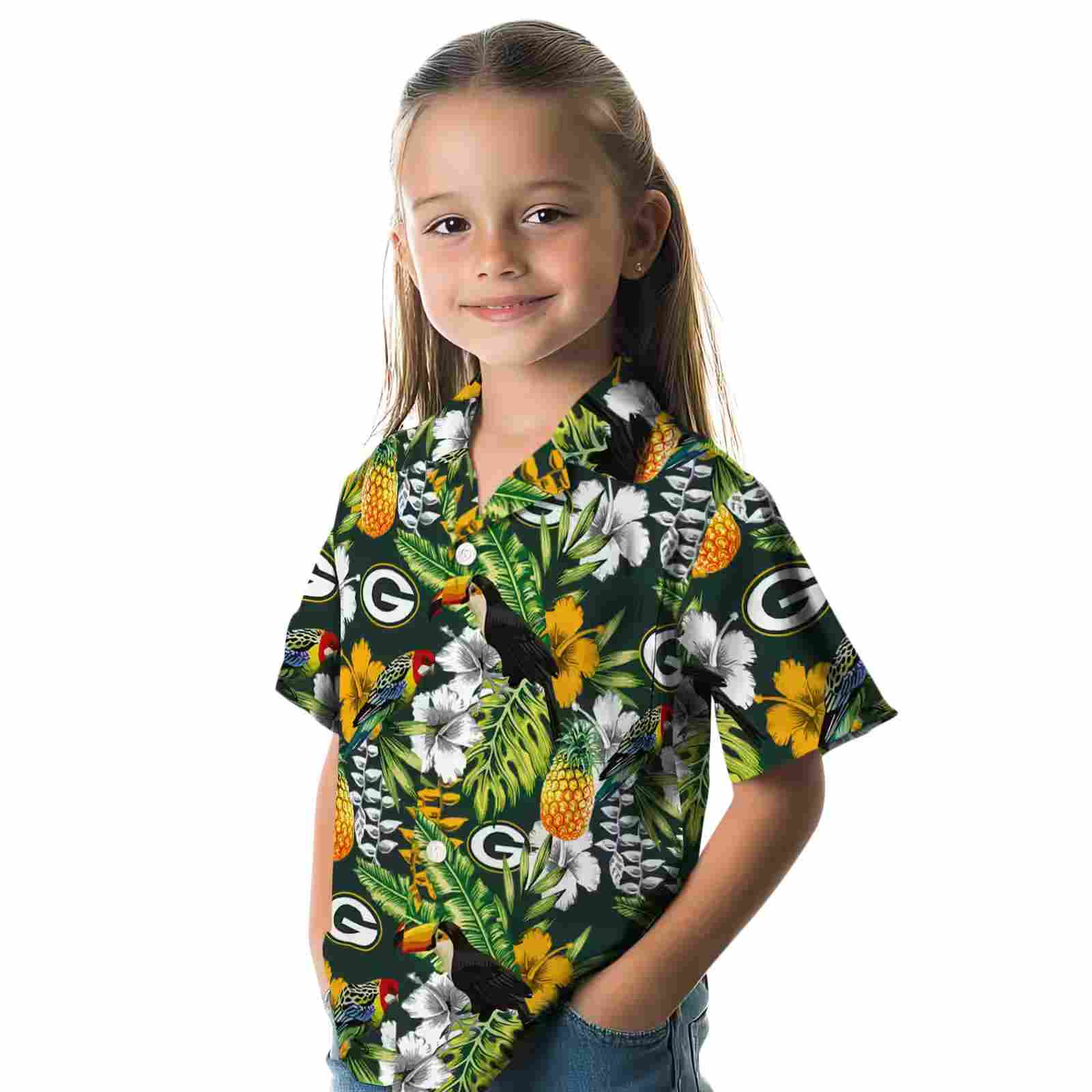 personalized green bay packers tropical toucan green hawaiian shirt premium grade