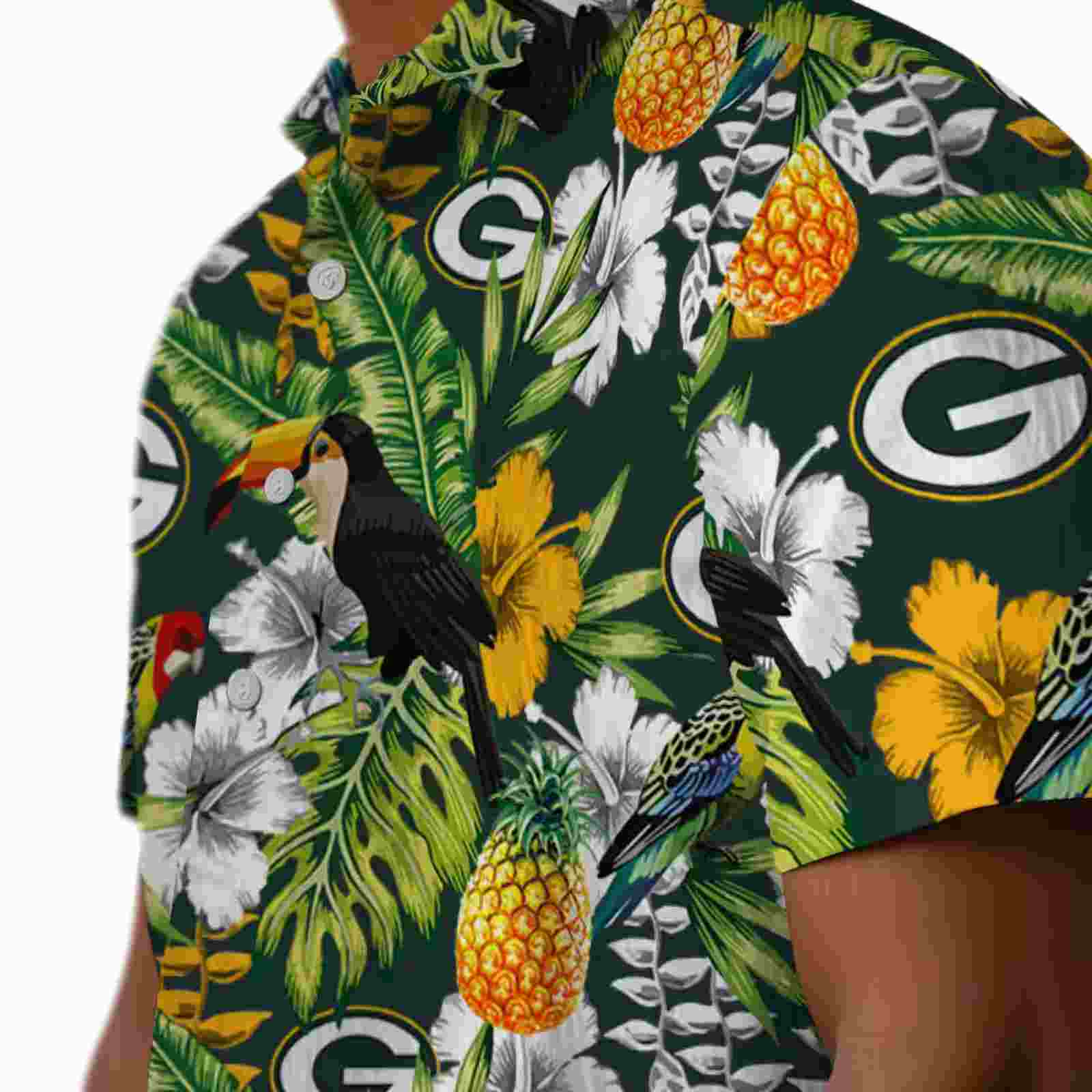 personalized green bay packers tropical toucan green hawaiian shirt trendy