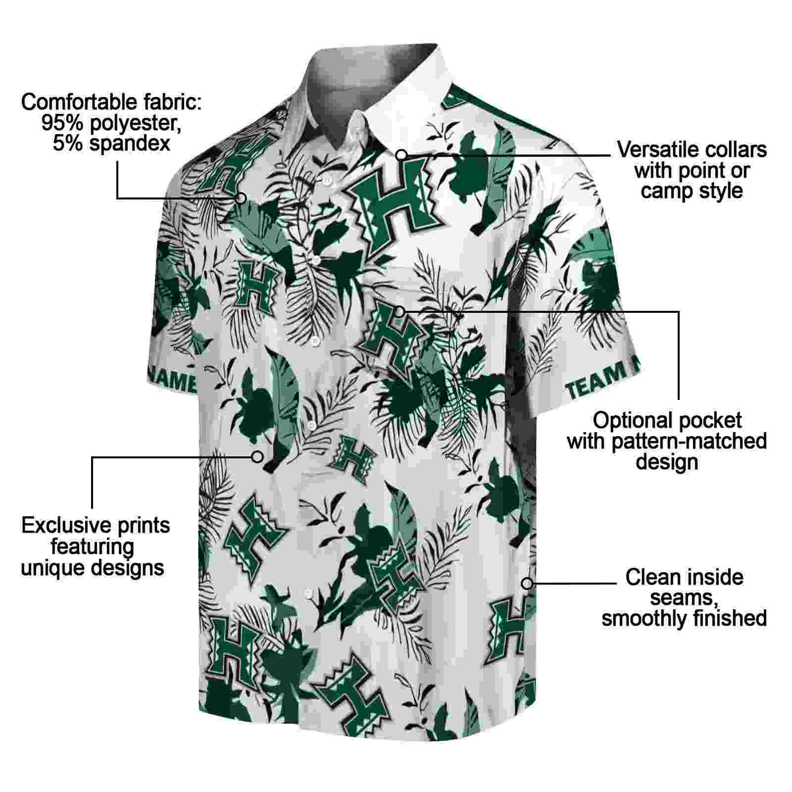 personalized hawaii rainbow warriors botanical theme green white hawaiian shirt new arrival