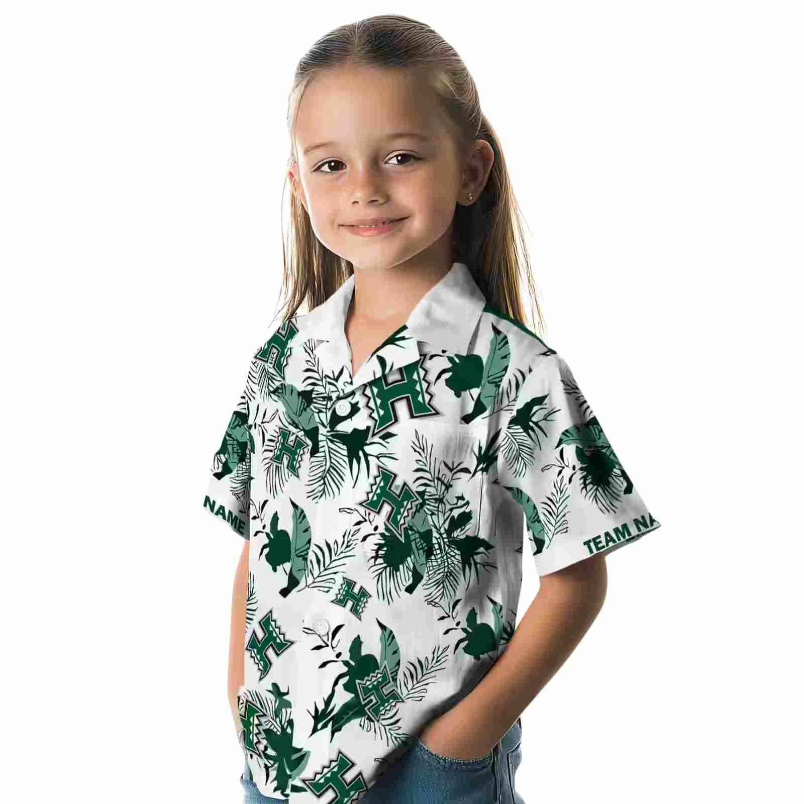 personalized hawaii rainbow warriors botanical theme green white hawaiian shirt premium grade