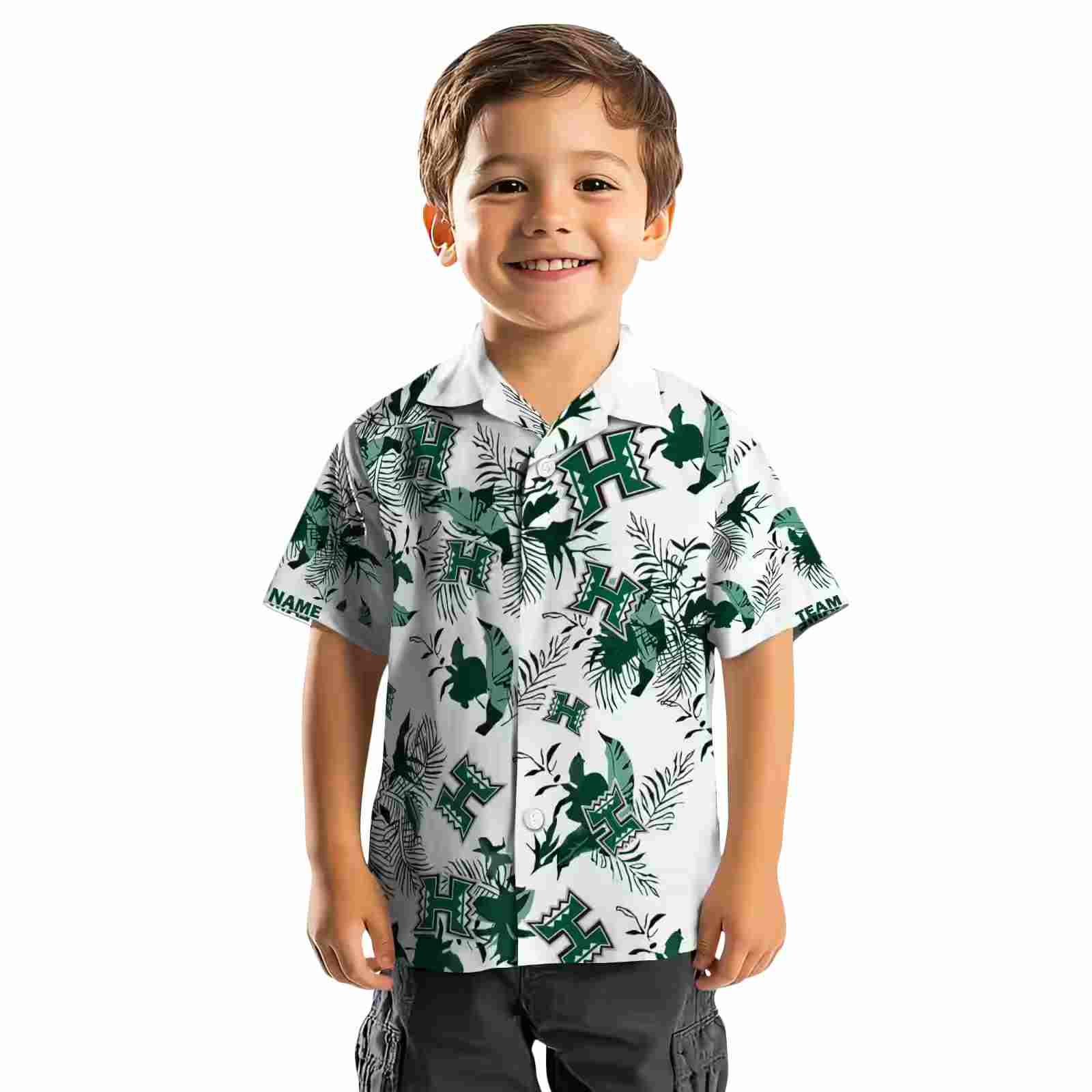 personalized hawaii rainbow warriors botanical theme green white hawaiian shirt top rated