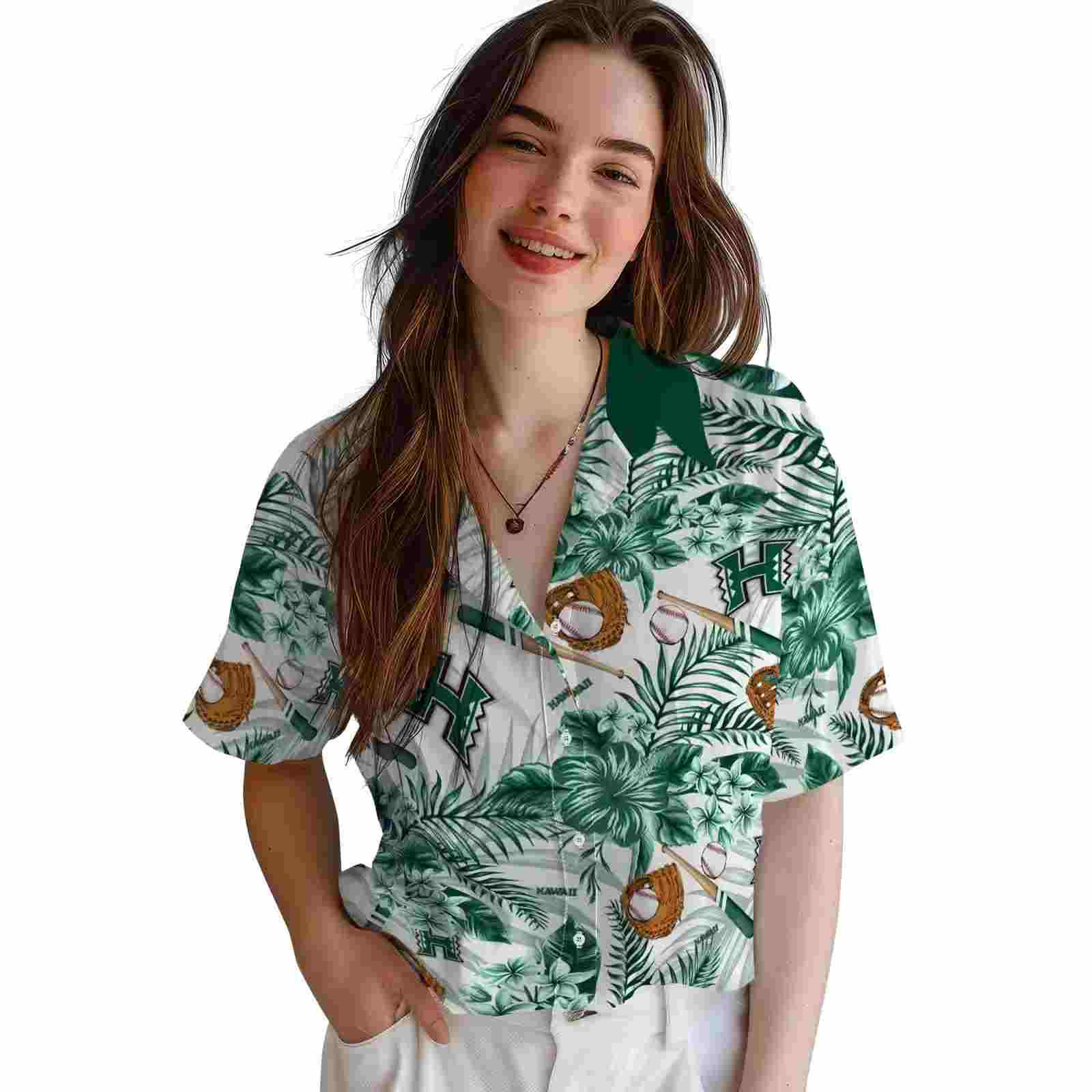 personalized hawaii rainbow warriors floral baseball green white hawaiian shirt latest model