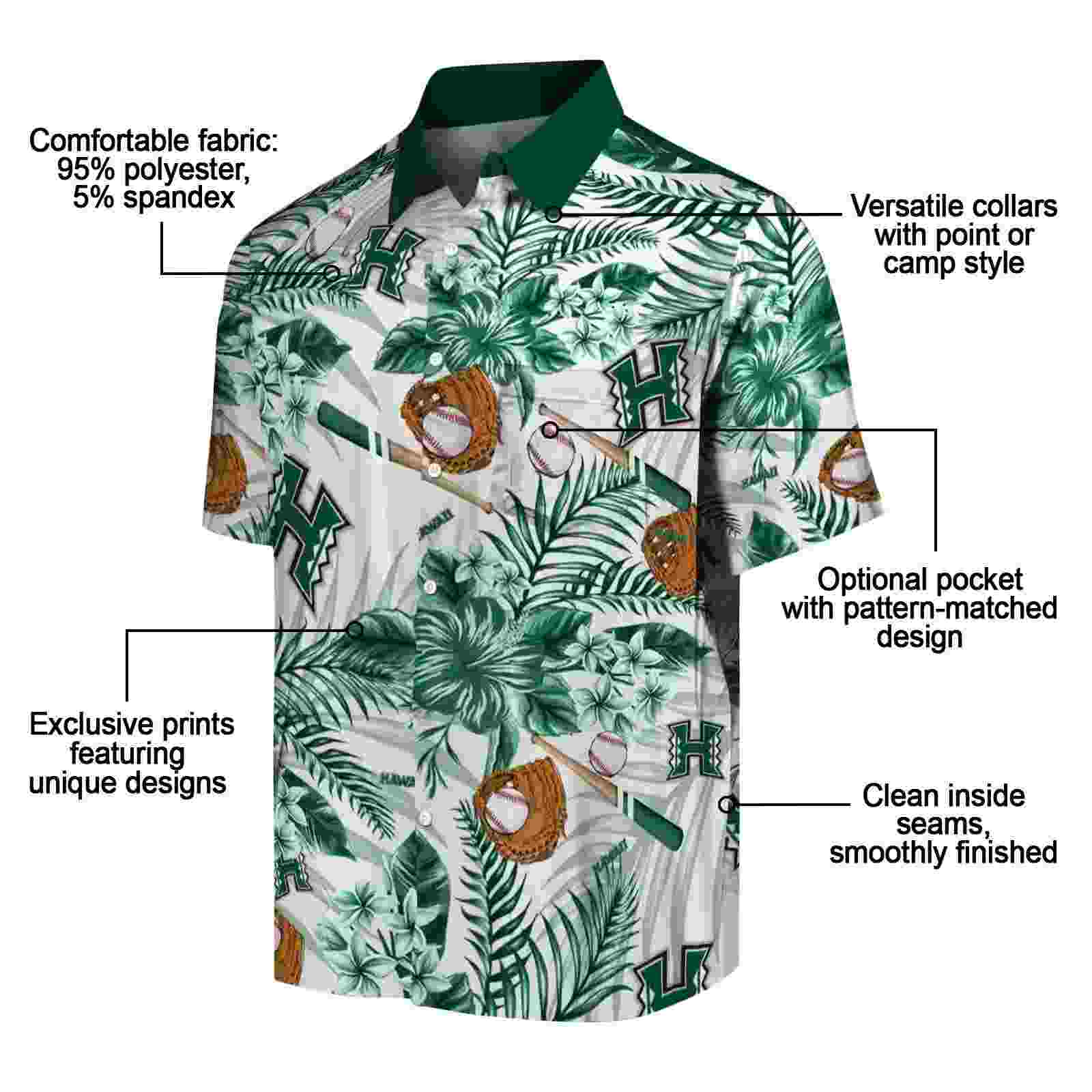 personalized hawaii rainbow warriors floral baseball green white hawaiian shirt new arrival